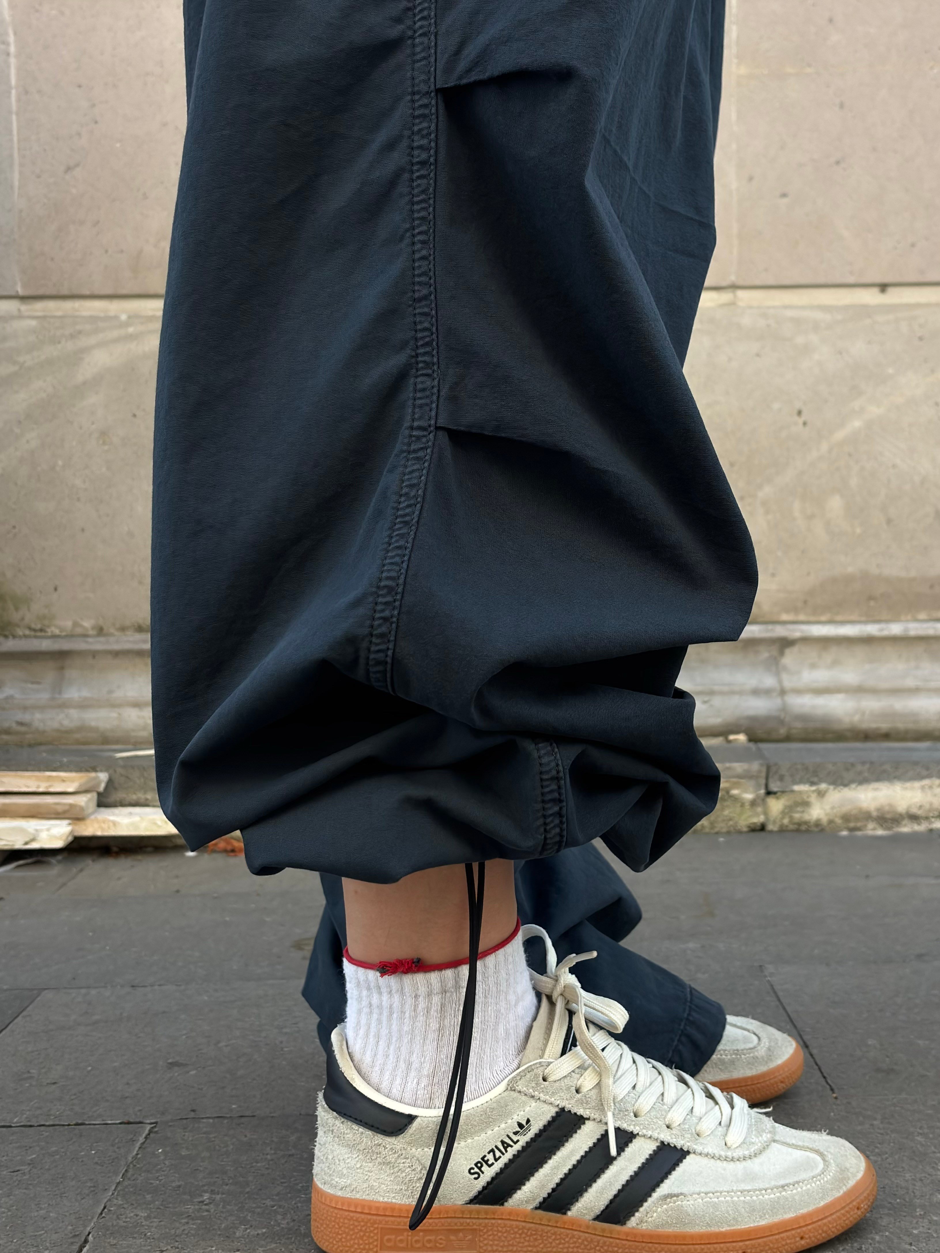 Washed Black Baggy Tech Ayarlanabilir Pants