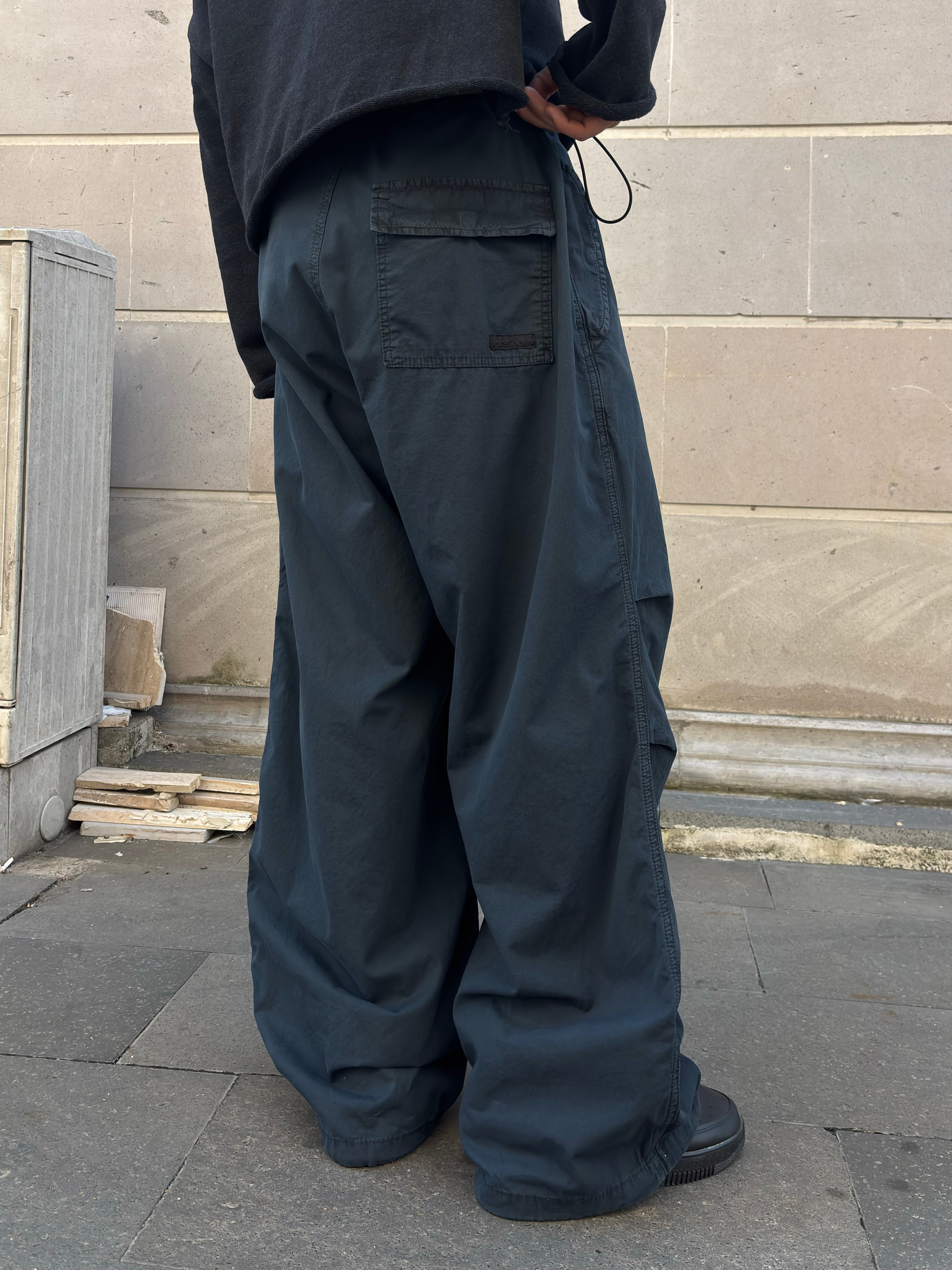 Washed Black Baggy Tech Ayarlanabilir Pants
