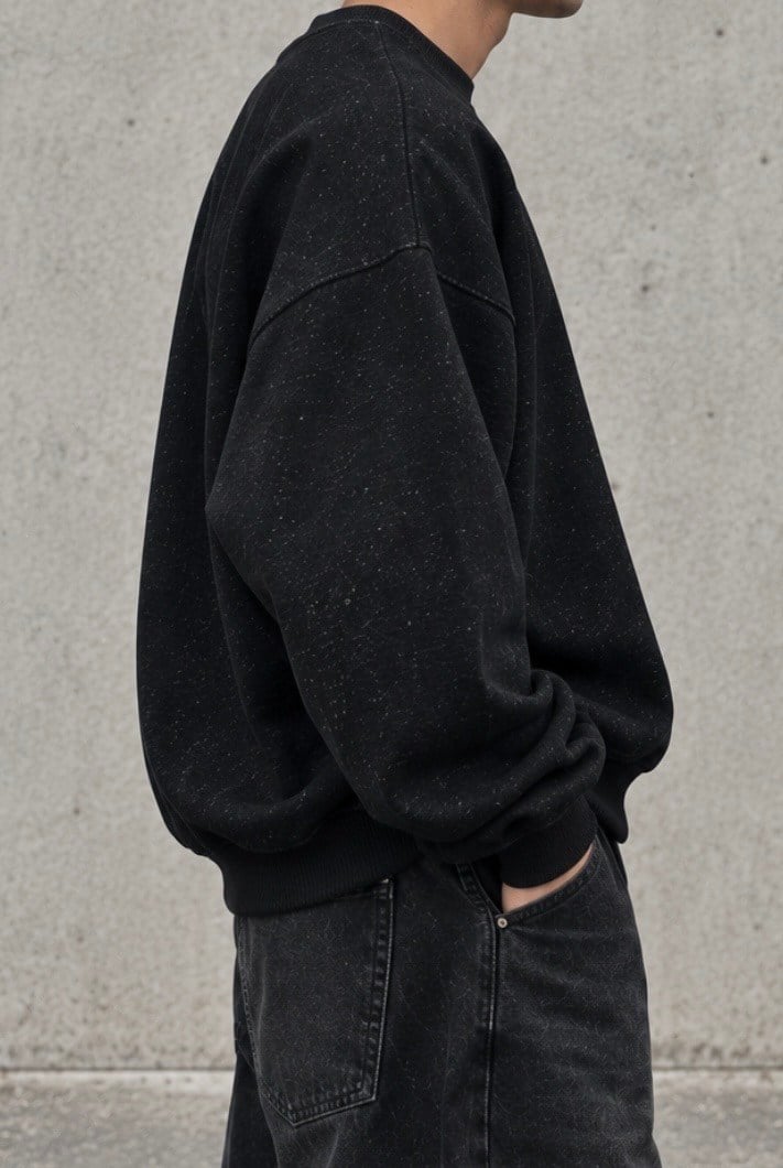 Washed Black Tone Extra Oversized Bomber Sweatshirt