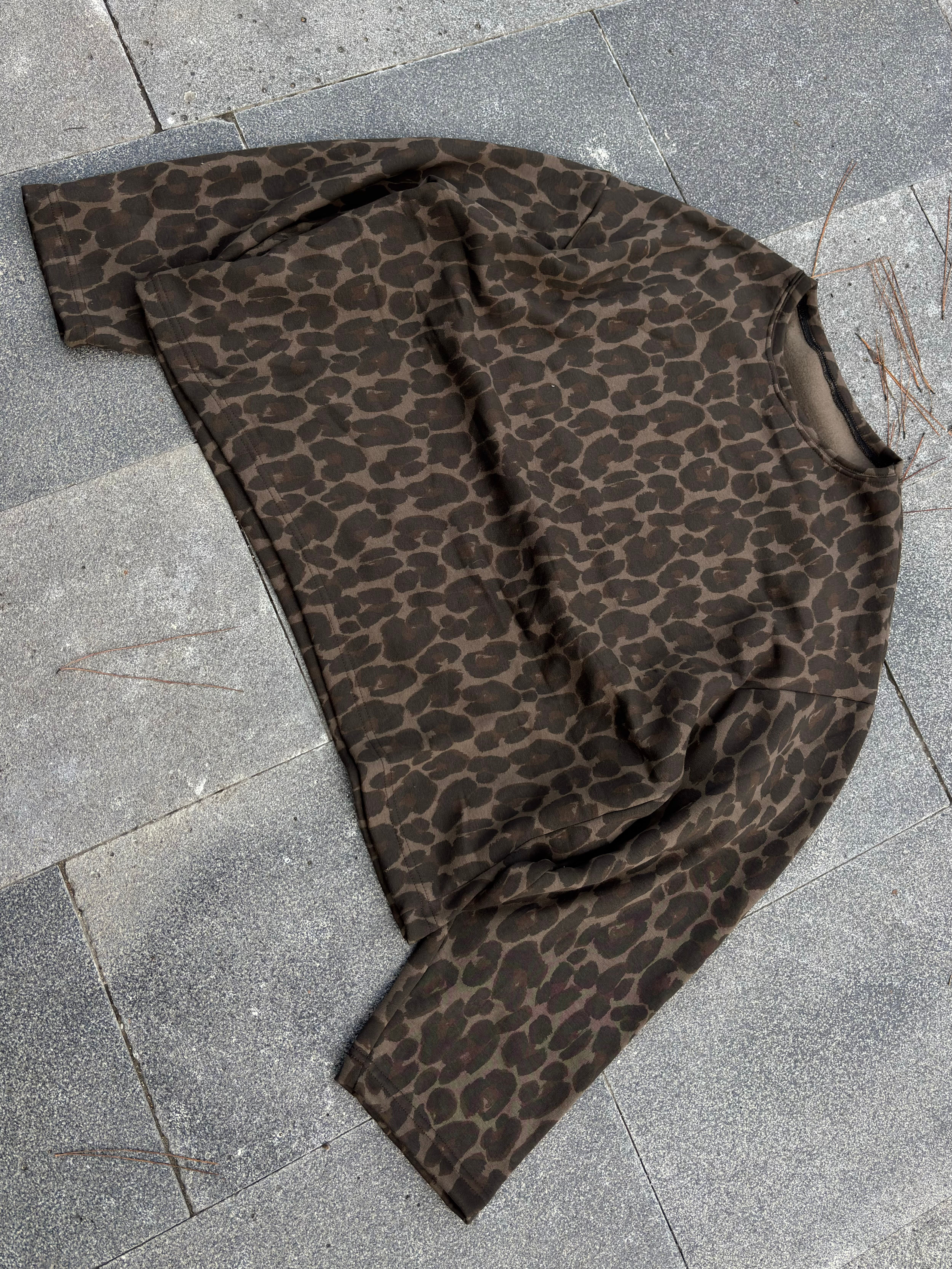 Washed Leopard Tone Boxy Fit Sweatshirt
