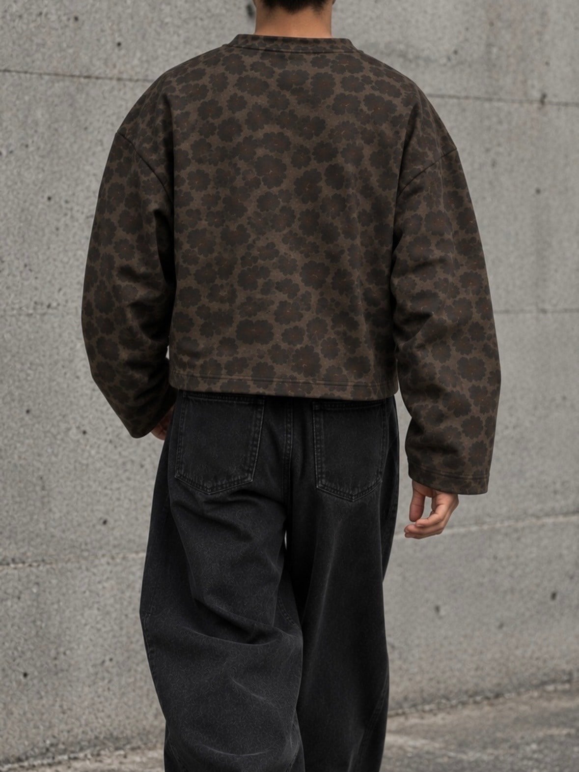Washed Leopard Tone Boxy Fit Sweatshirt