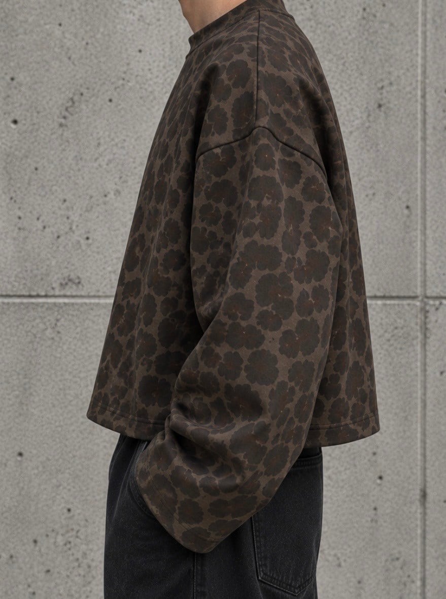 Washed Leopard Tone Boxy Fit Sweatshirt