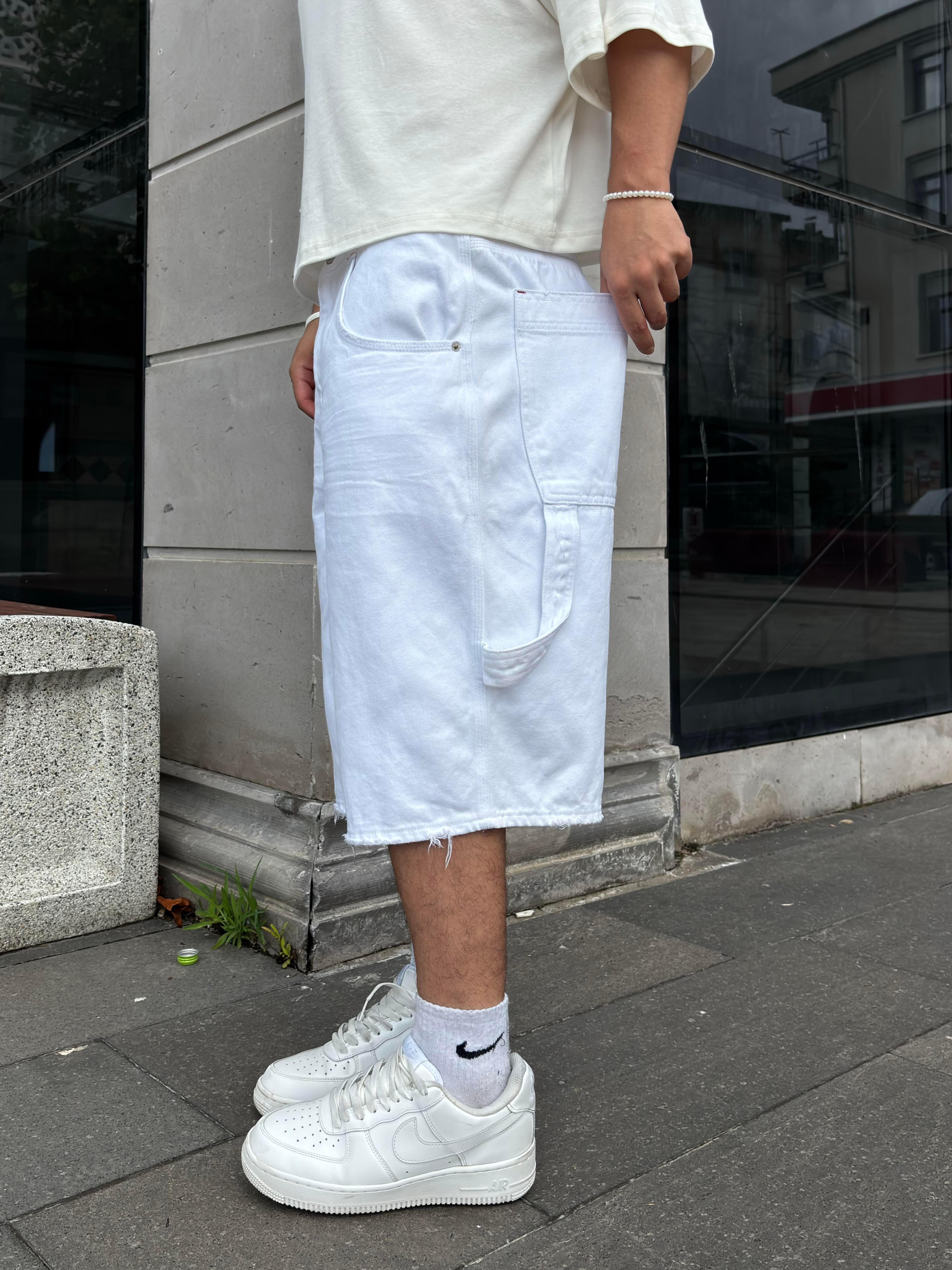 White Denim Oversized Carpenter Jorts