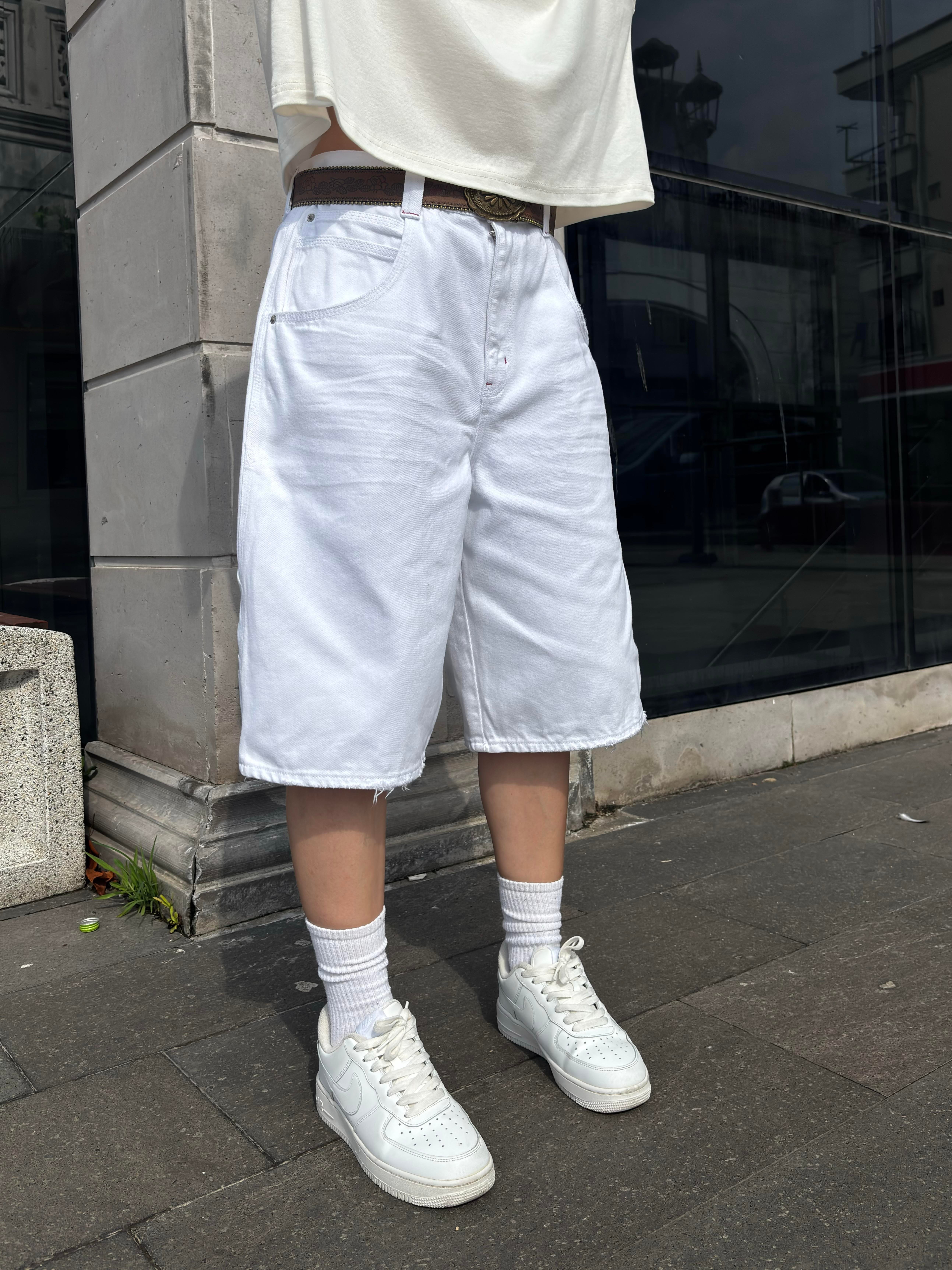 White Denim Oversized Carpenter Jorts