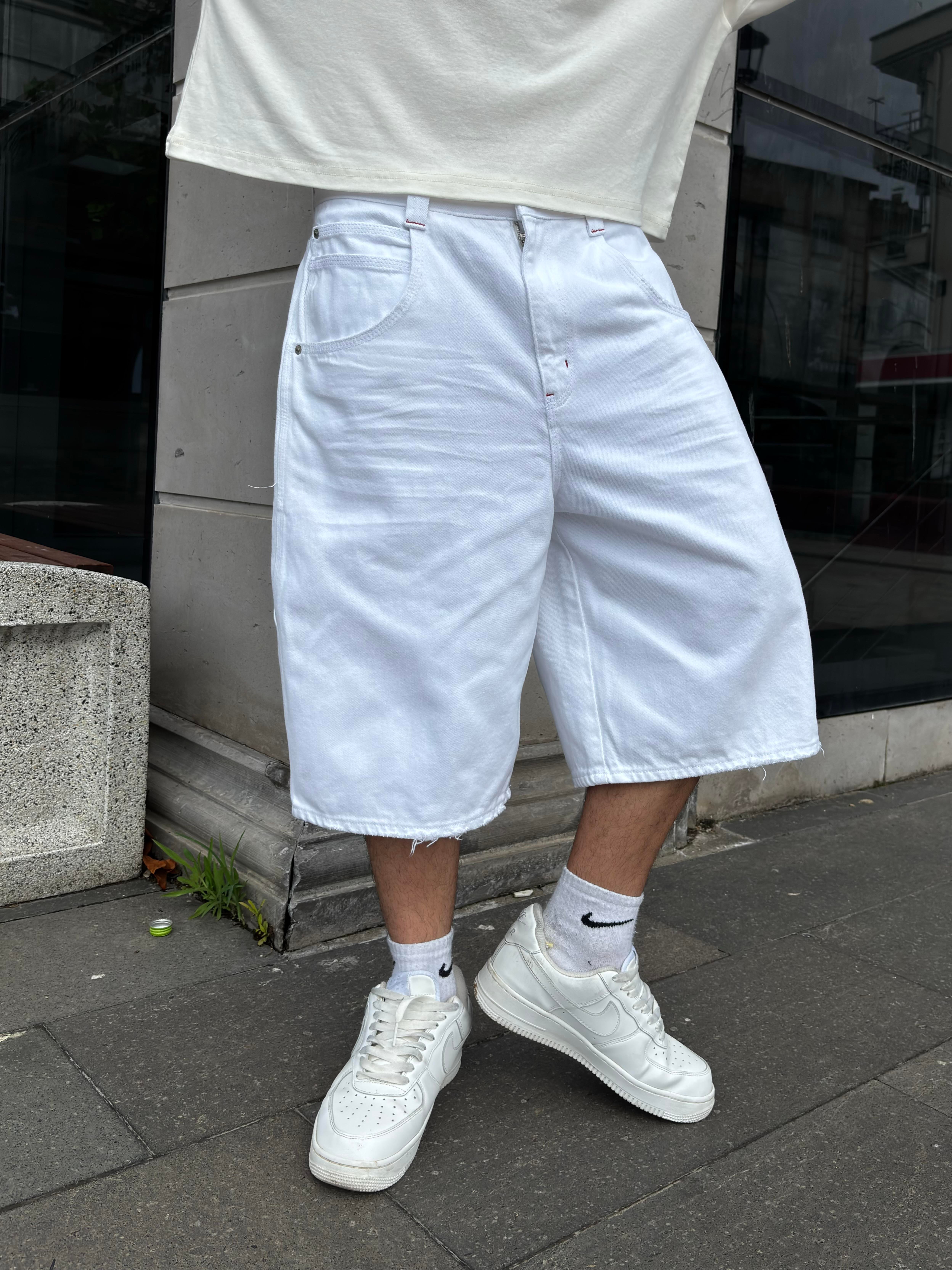 White Denim Oversized Carpenter Jorts