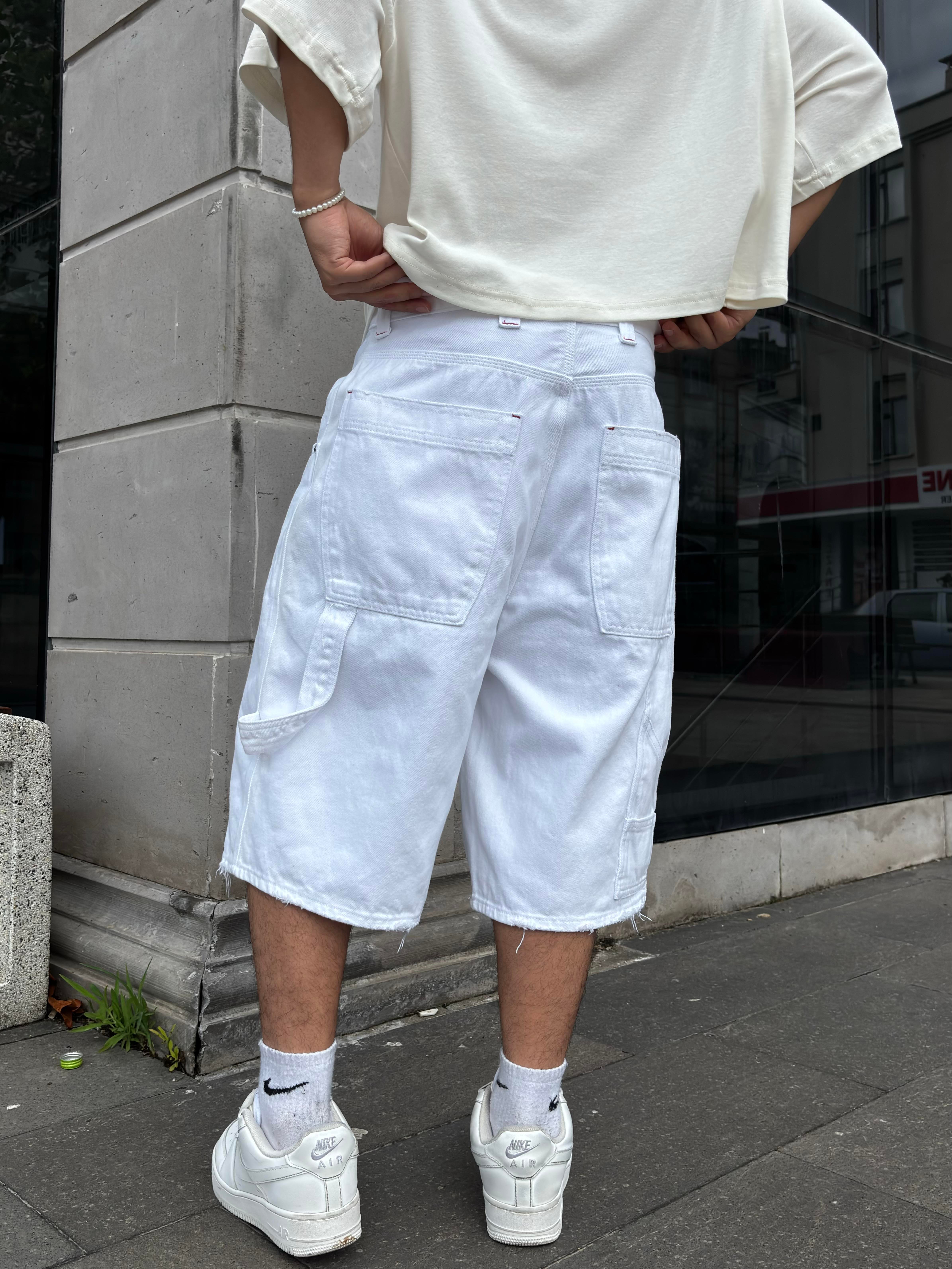 White Denim Oversized Carpenter Jorts