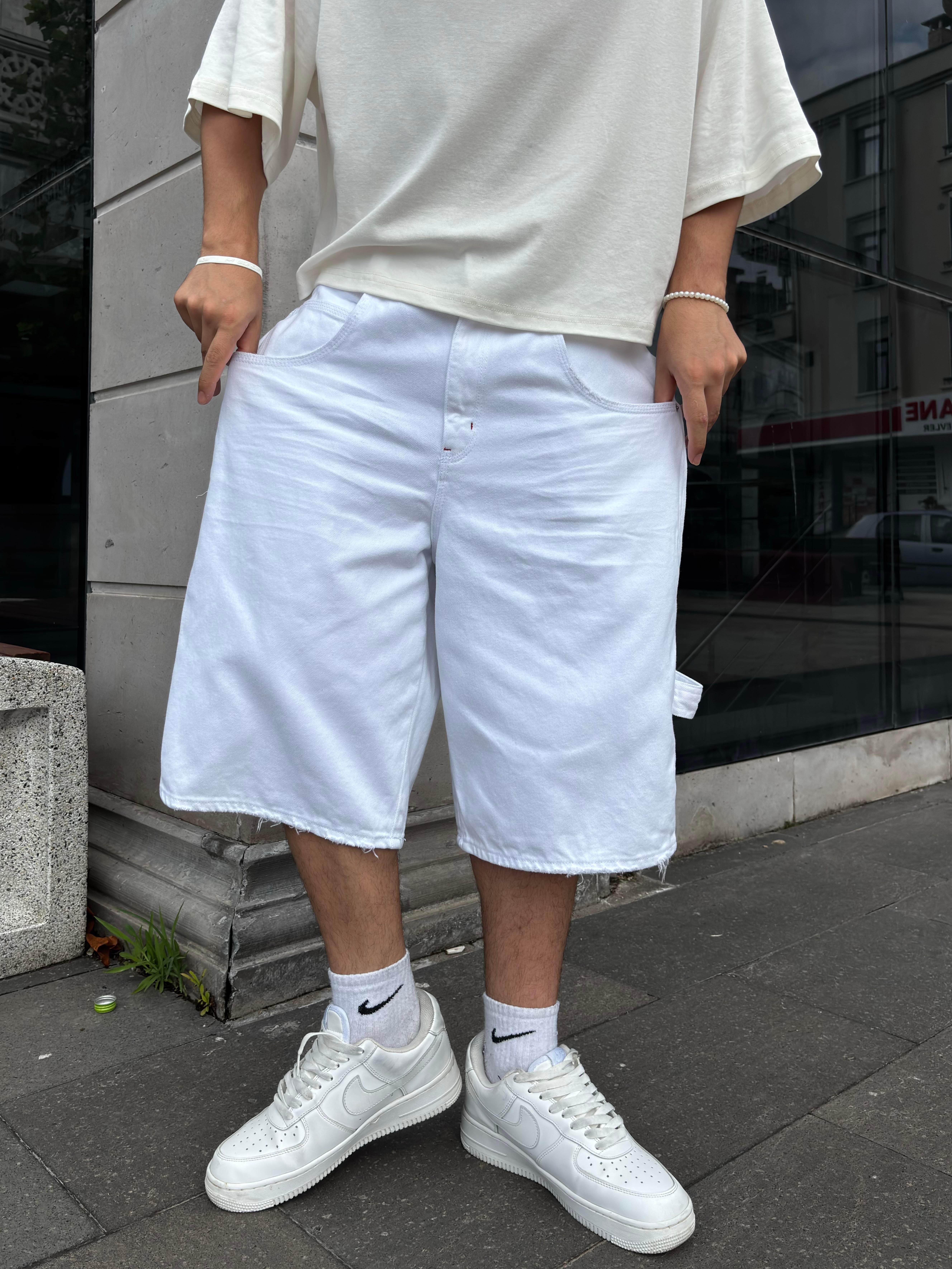 White Denim Oversized Carpenter Jorts