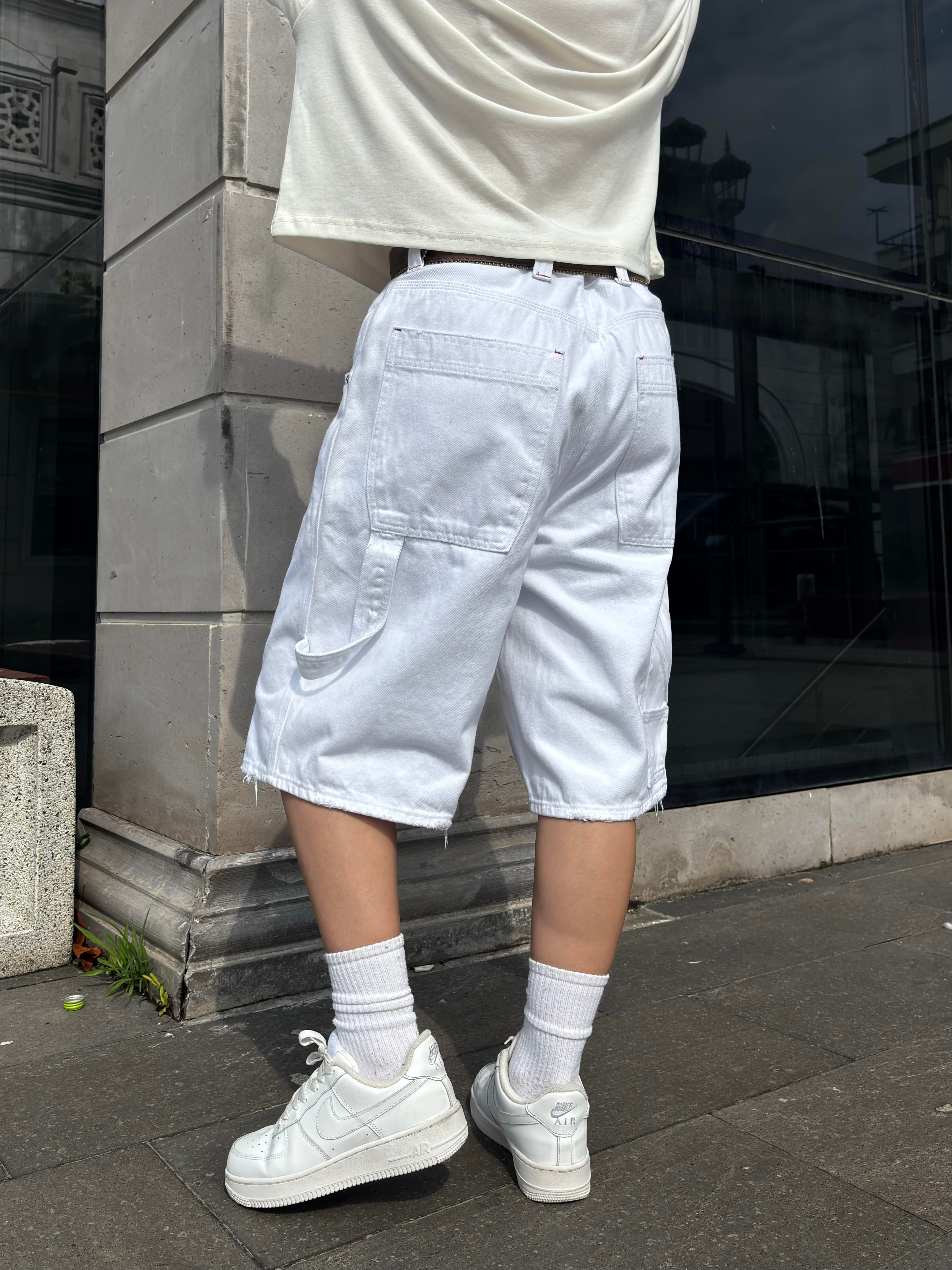 White Denim Oversized Carpenter Jorts