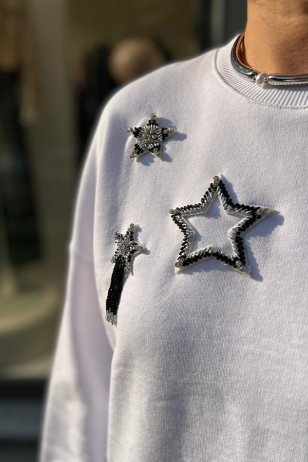ORİJİNAL MARKA YILDIZ İŞLEMELİ SWEATSHIRT