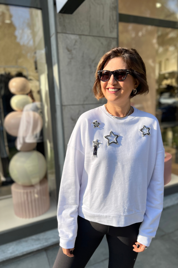 ORİJİNAL MARKA YILDIZ İŞLEMELİ SWEATSHIRT