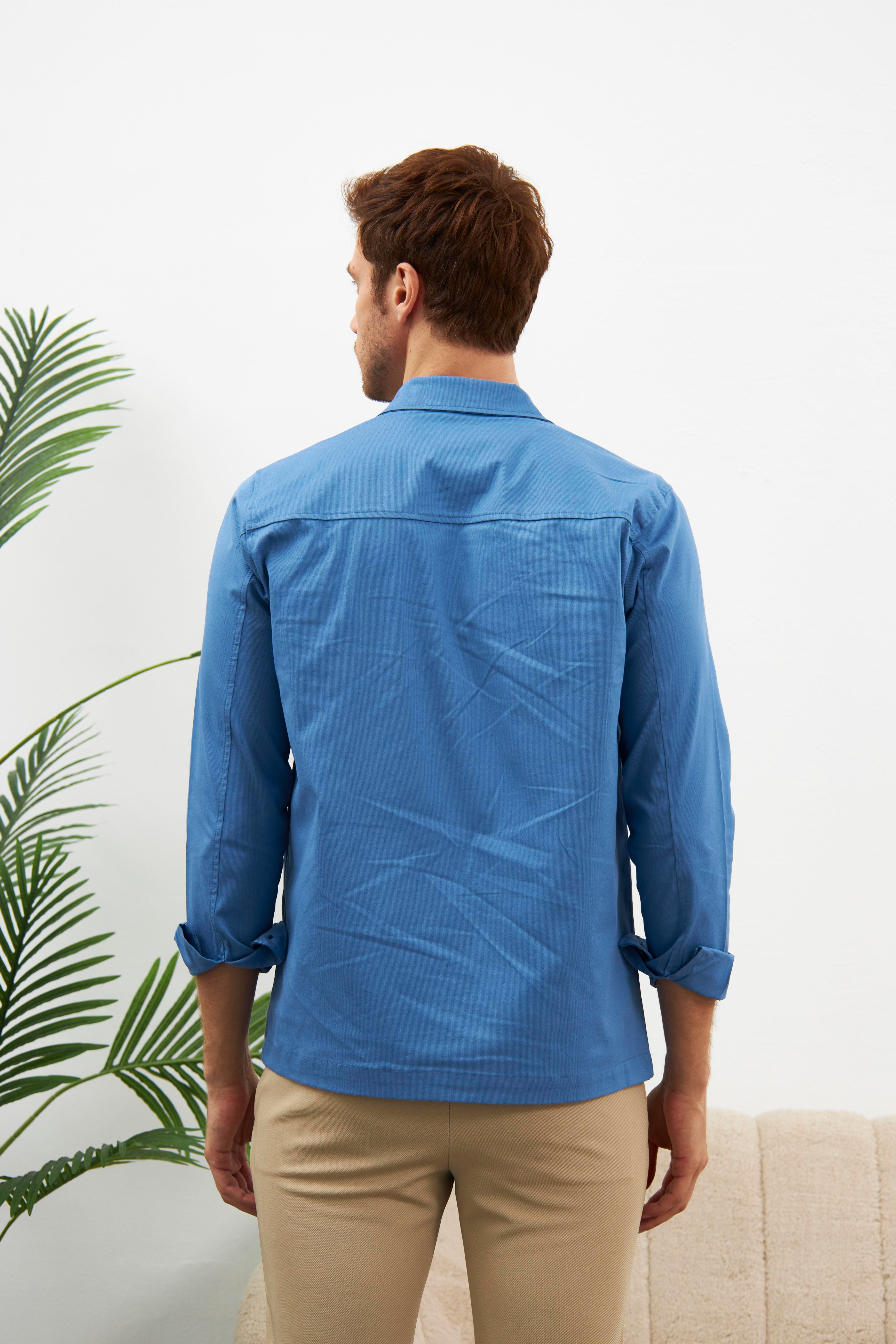 Erkek Comfort Fit Gömlek Ceket Saks MARS31