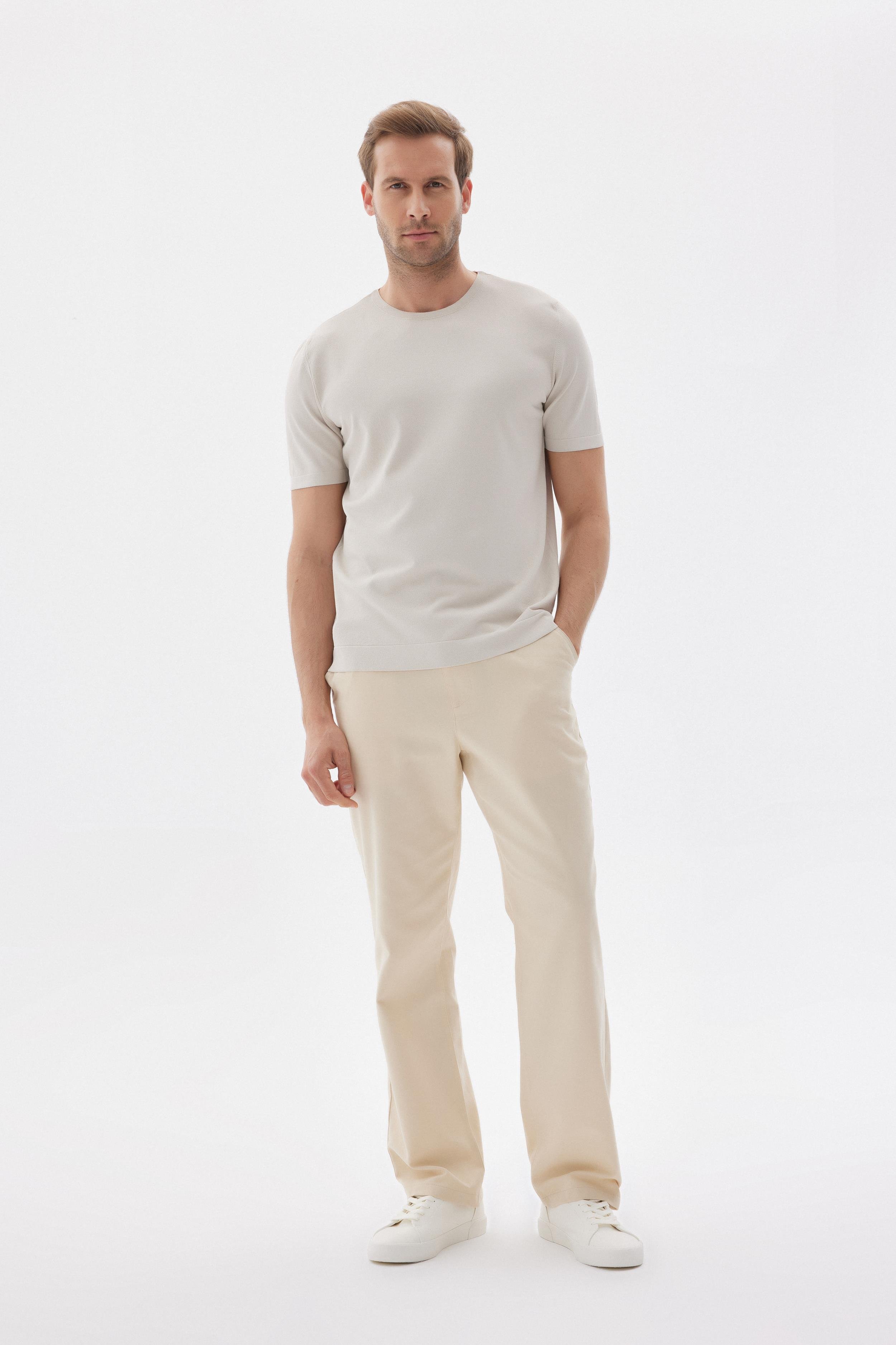 LIMITED Erkek Düz Kısa Kollu Rayon Triko Tişört Bej