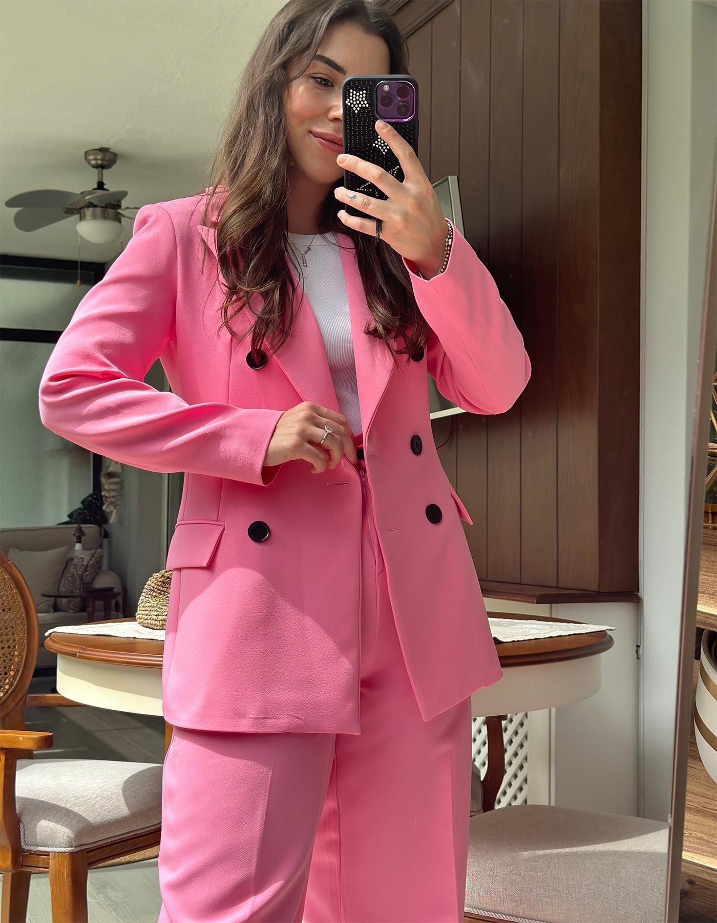 Kruvaze Blazer Ceket Pembe