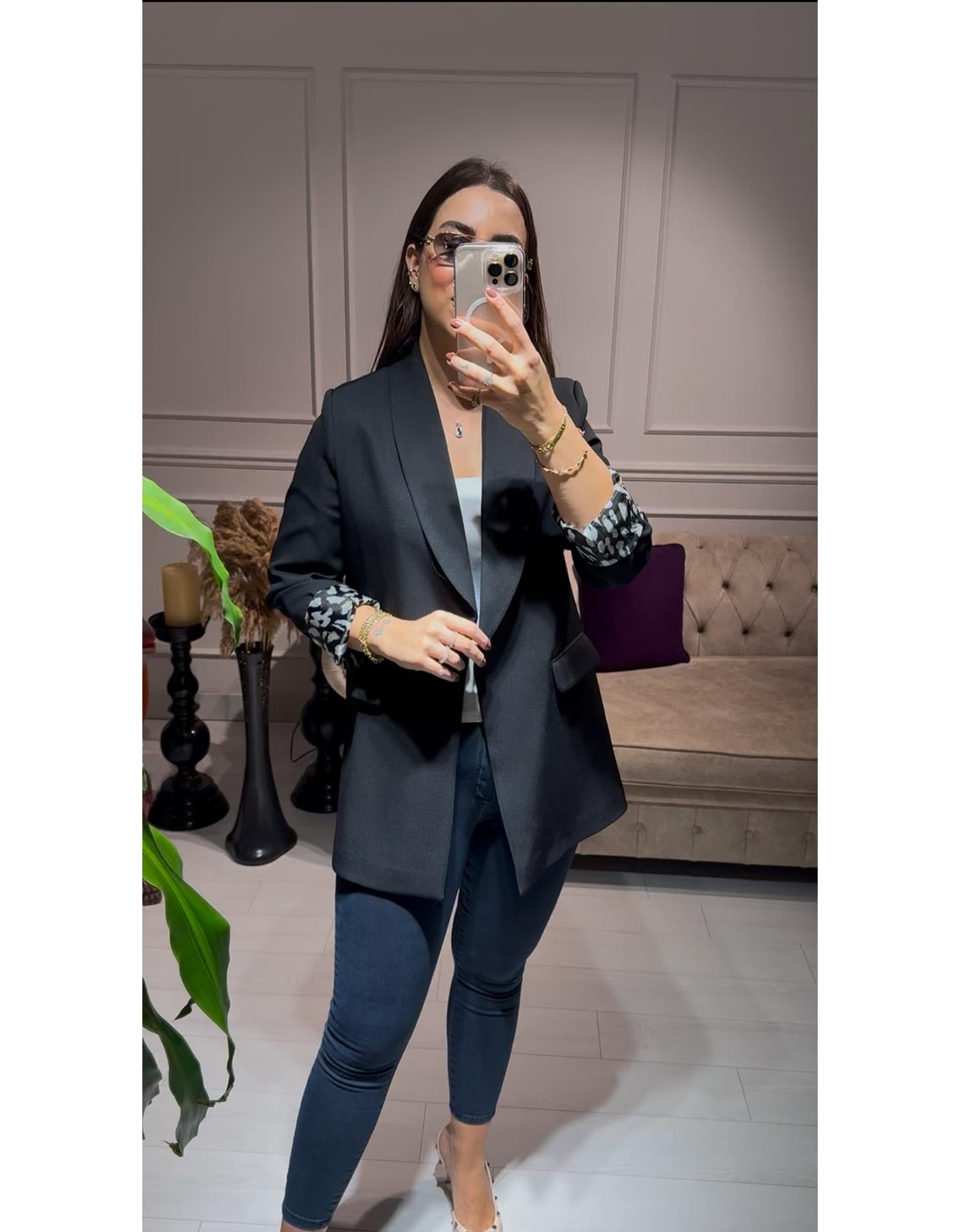 Şal Yaka Blazer Ceket Siyah