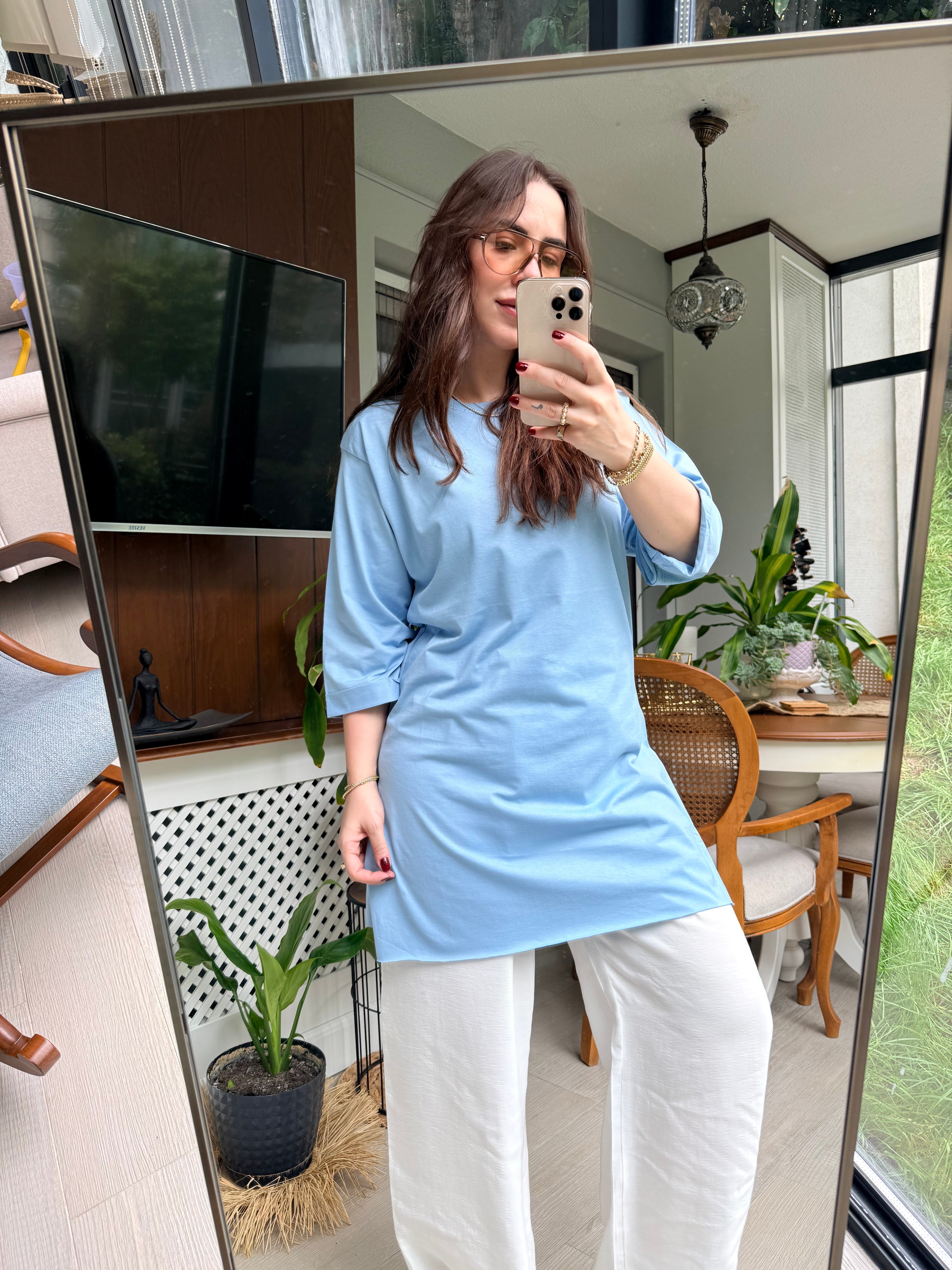 Salaş Oversize Tshirt Bebe Mavi