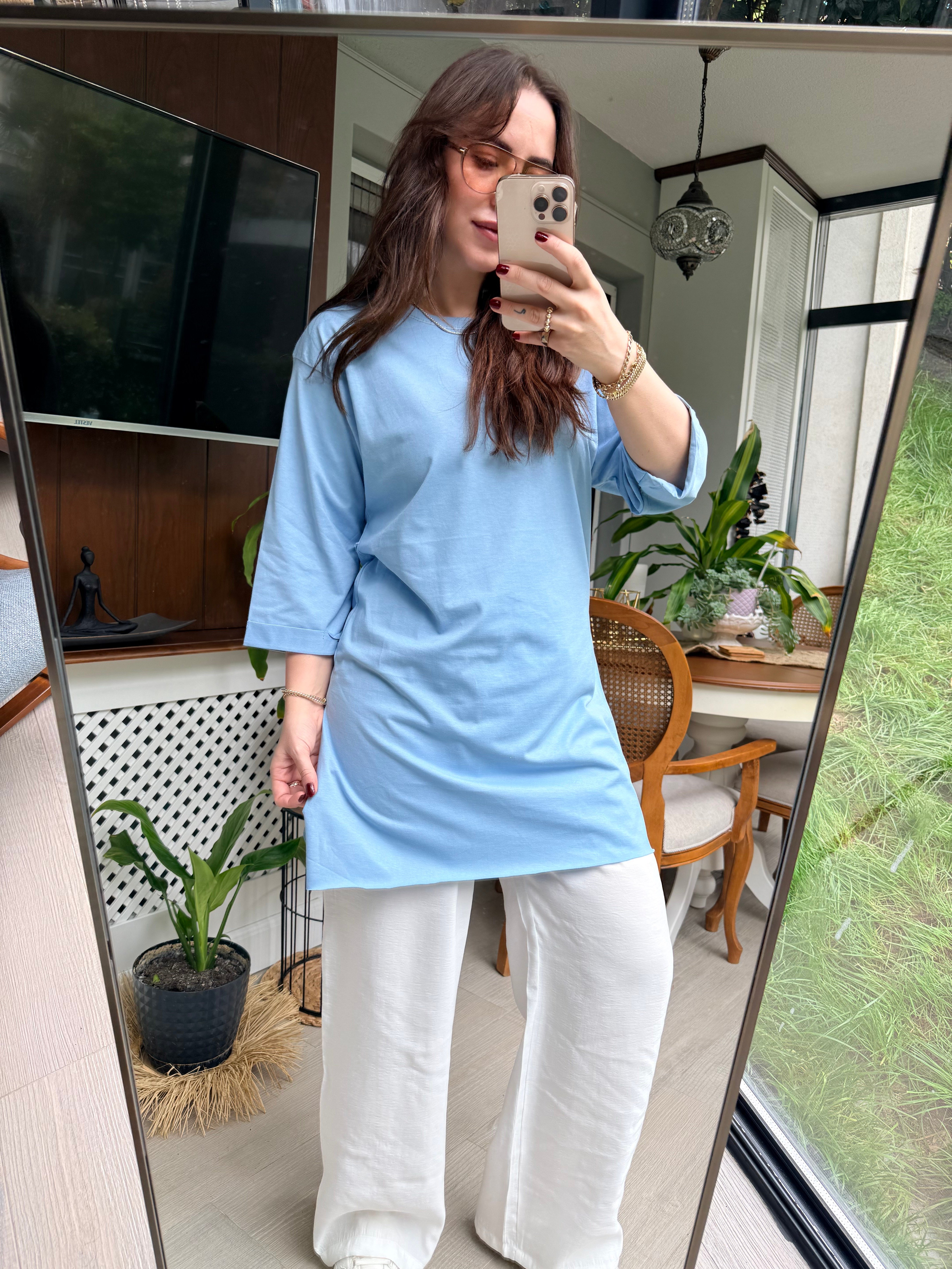 Salaş Oversize Tshirt Bebe Mavi