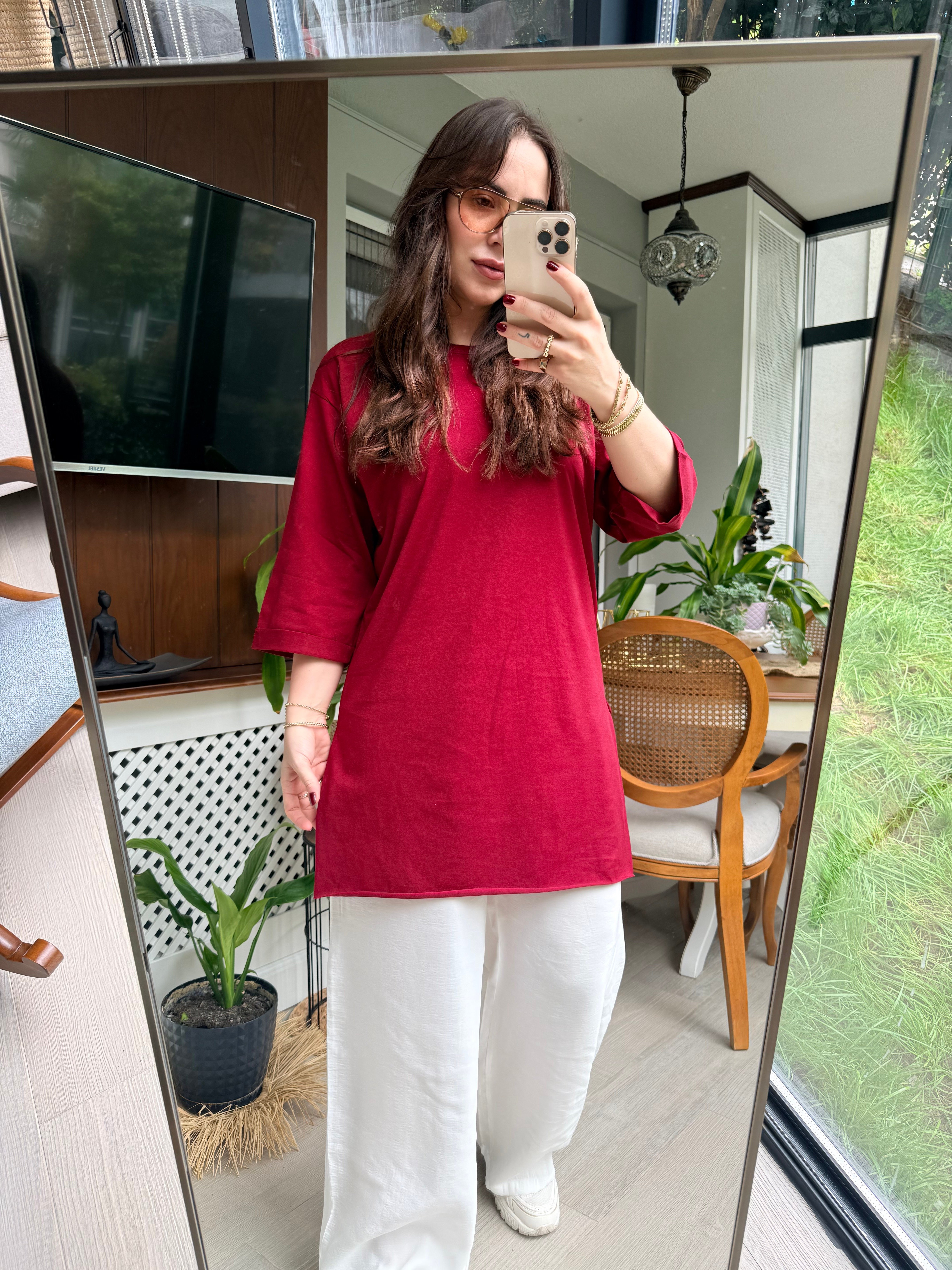 Salaş Oversize Tshirt Bordo