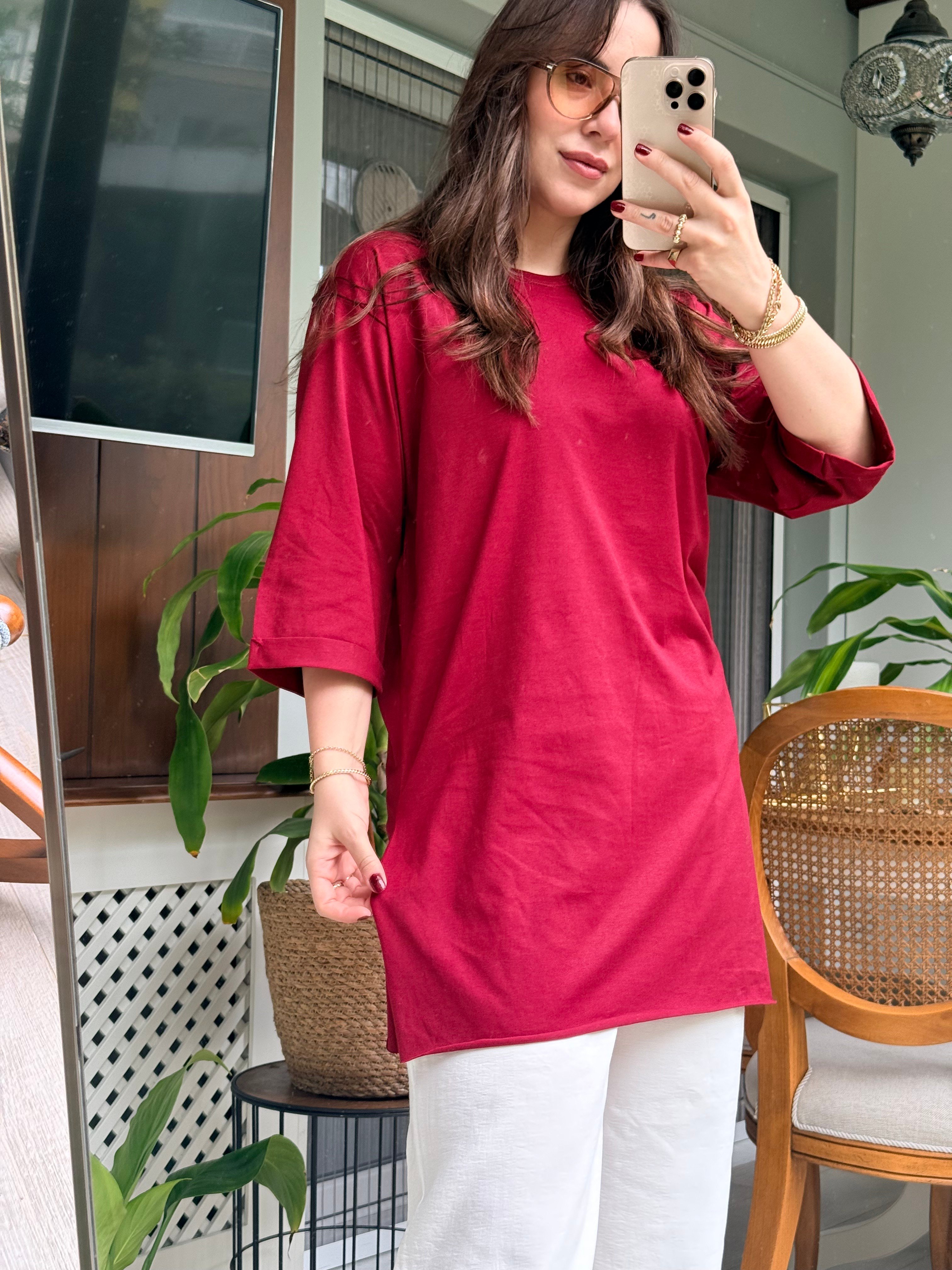 Salaş Oversize Tshirt Bordo