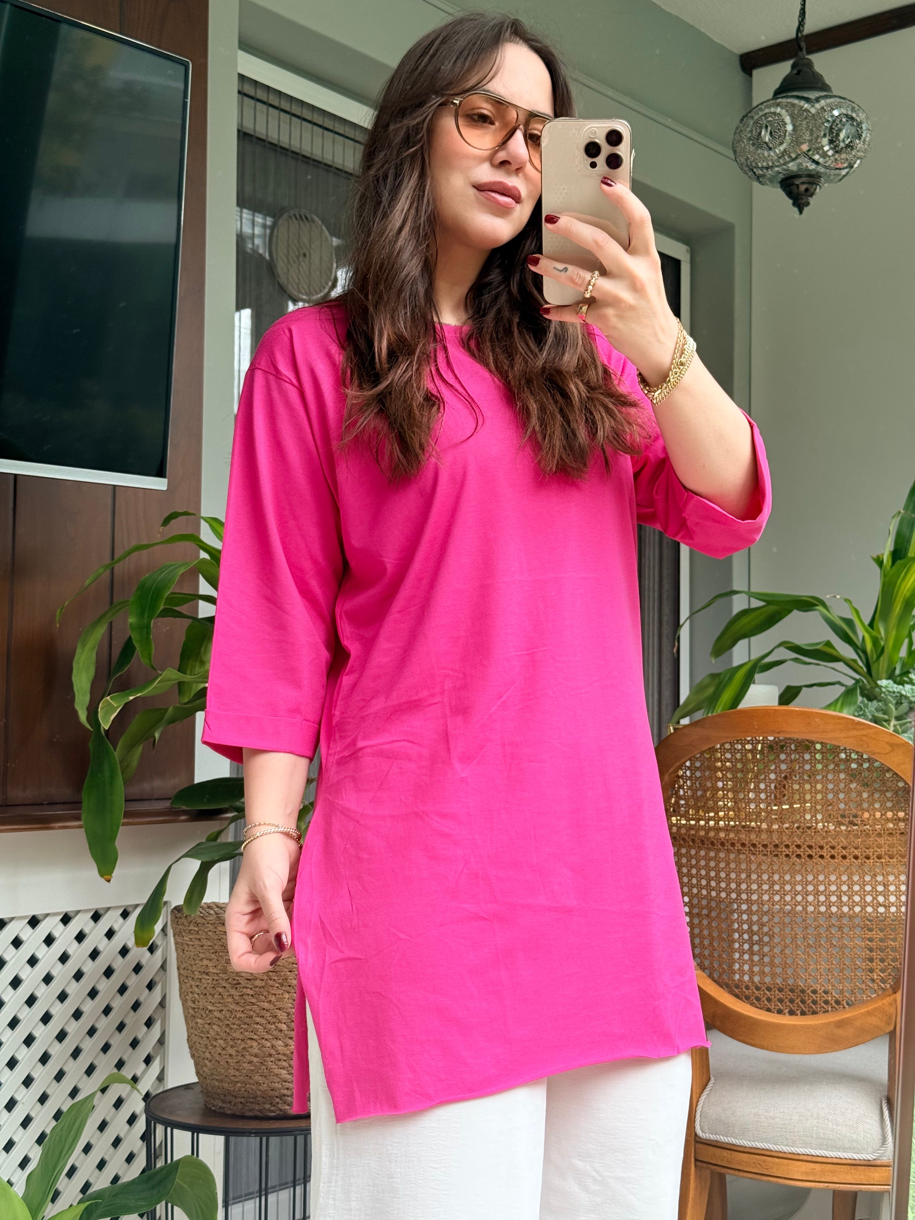 Salaş Oversize Tshirt Fuşya