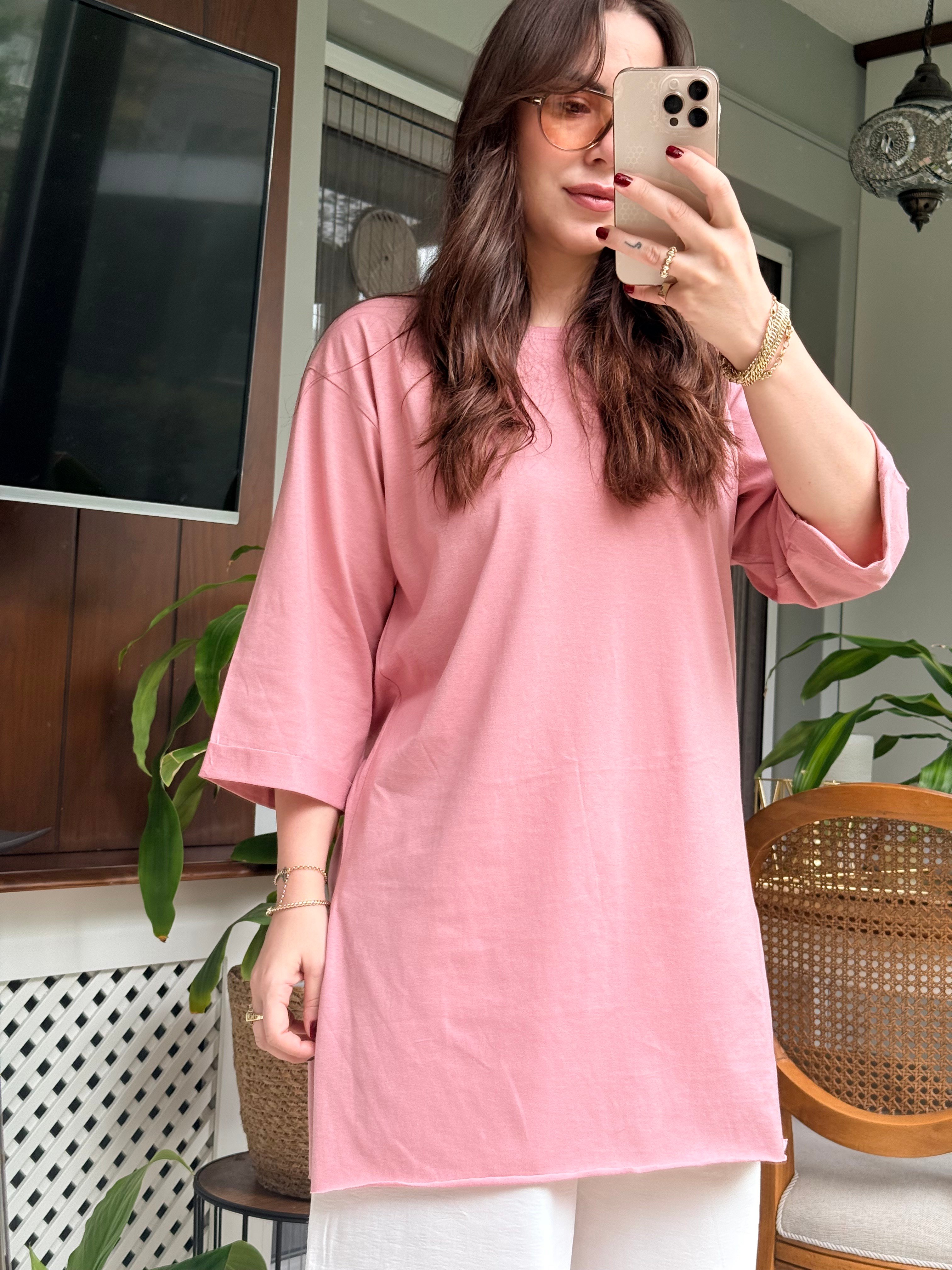 Salaş Oversize Tshirt Gül Kurusu