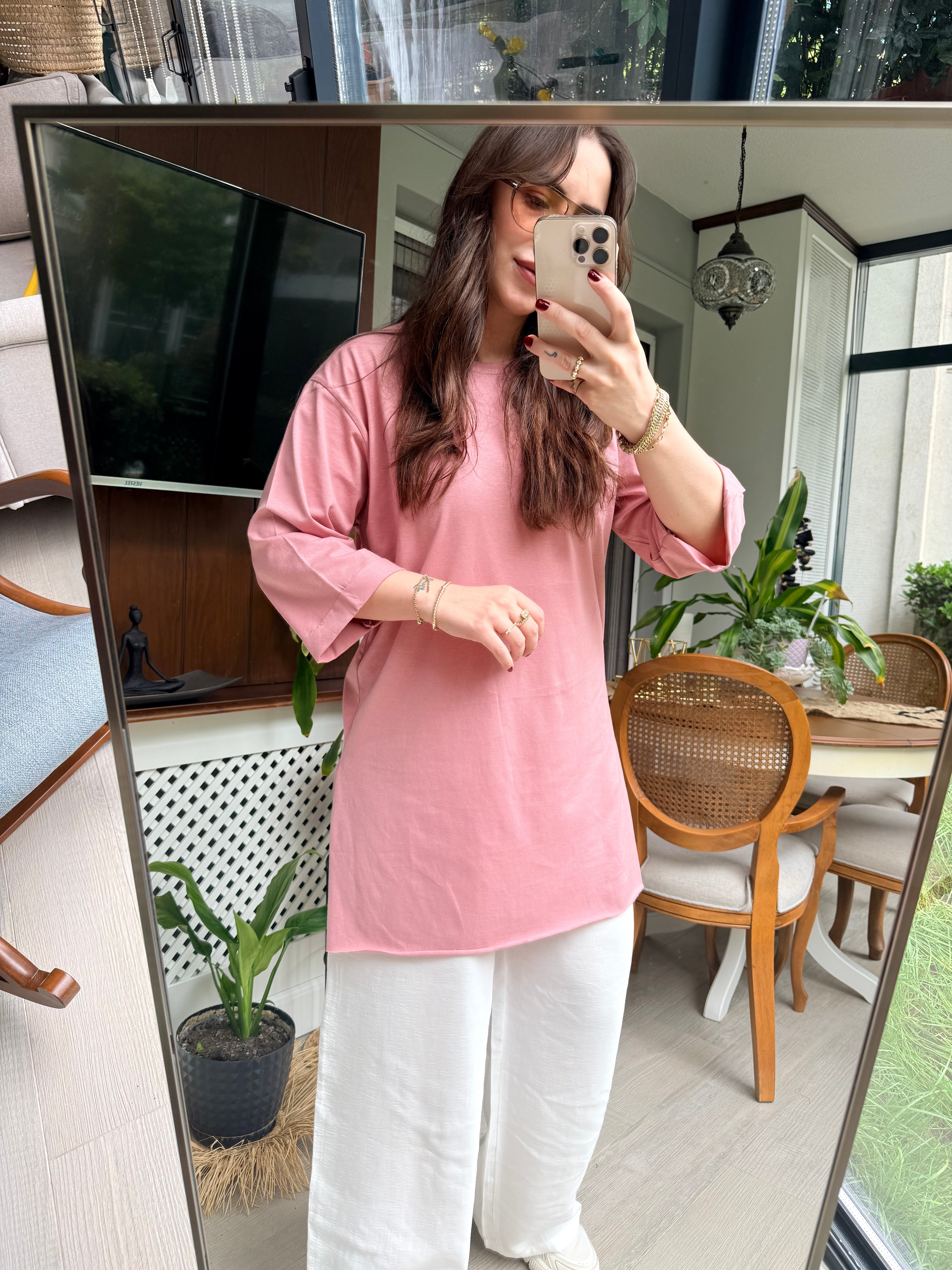 Salaş Oversize Tshirt Gül Kurusu