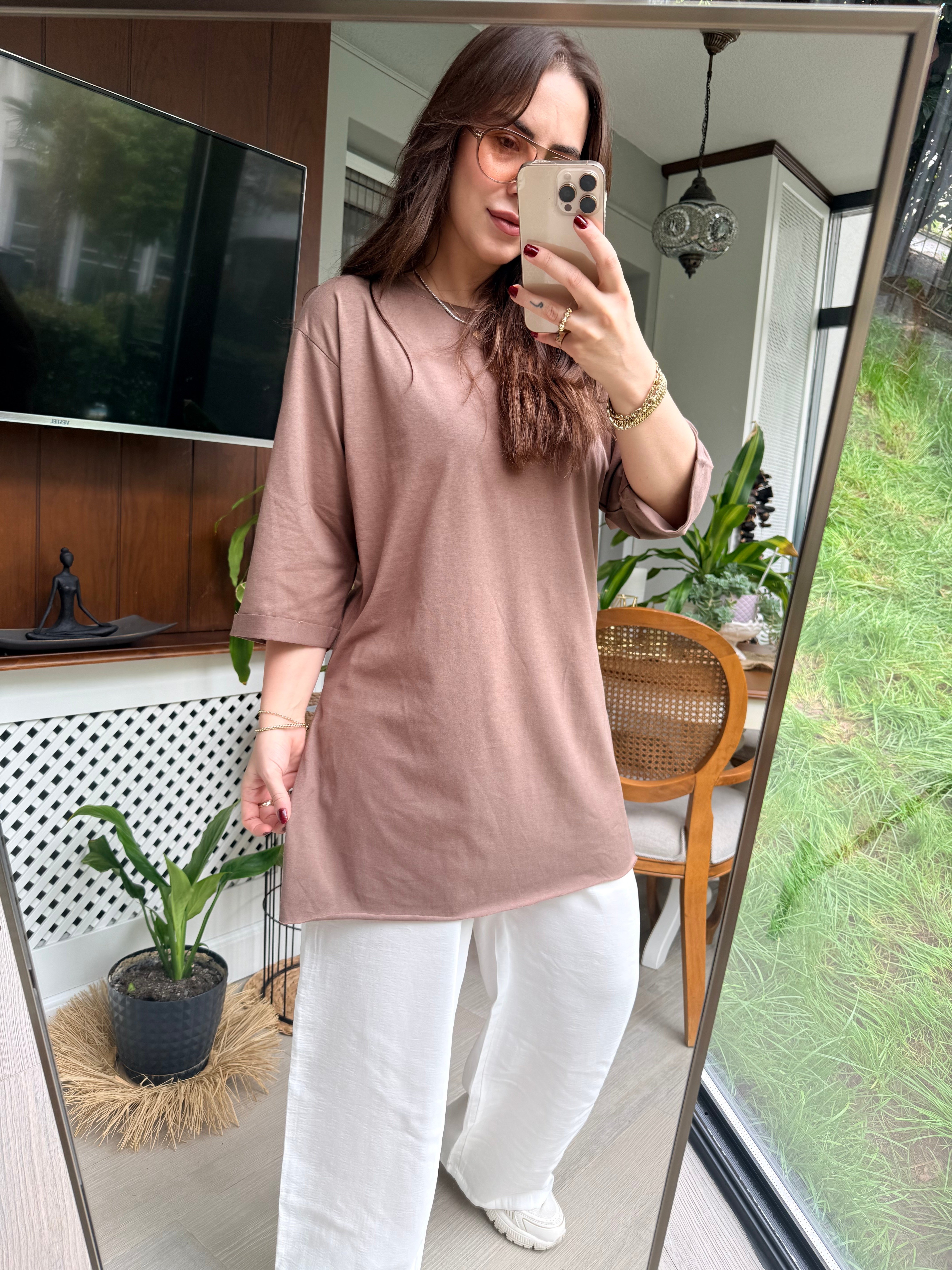 Salaş Oversize Tshirt Kahverengi