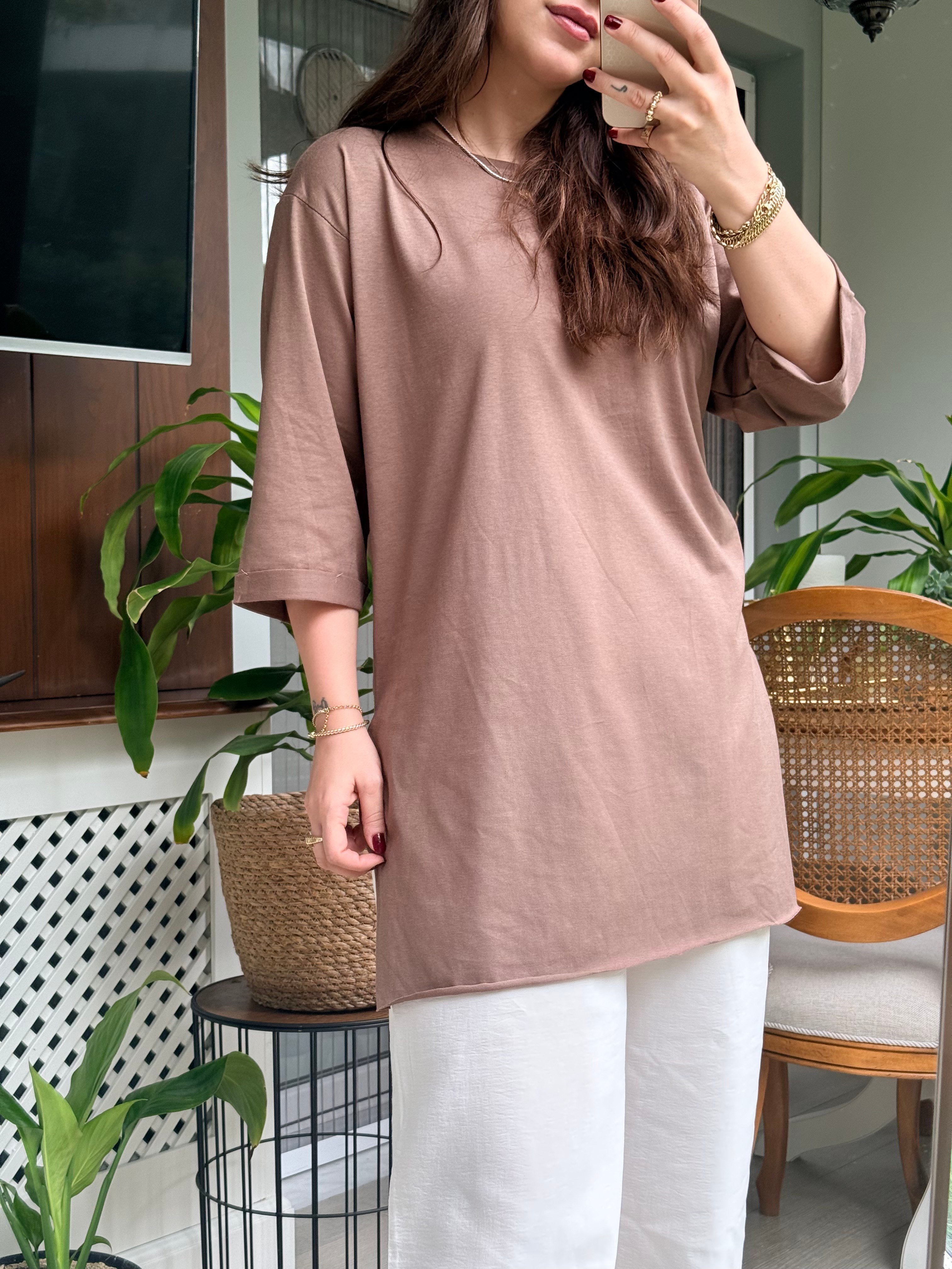 Salaş Oversize Tshirt Kahverengi