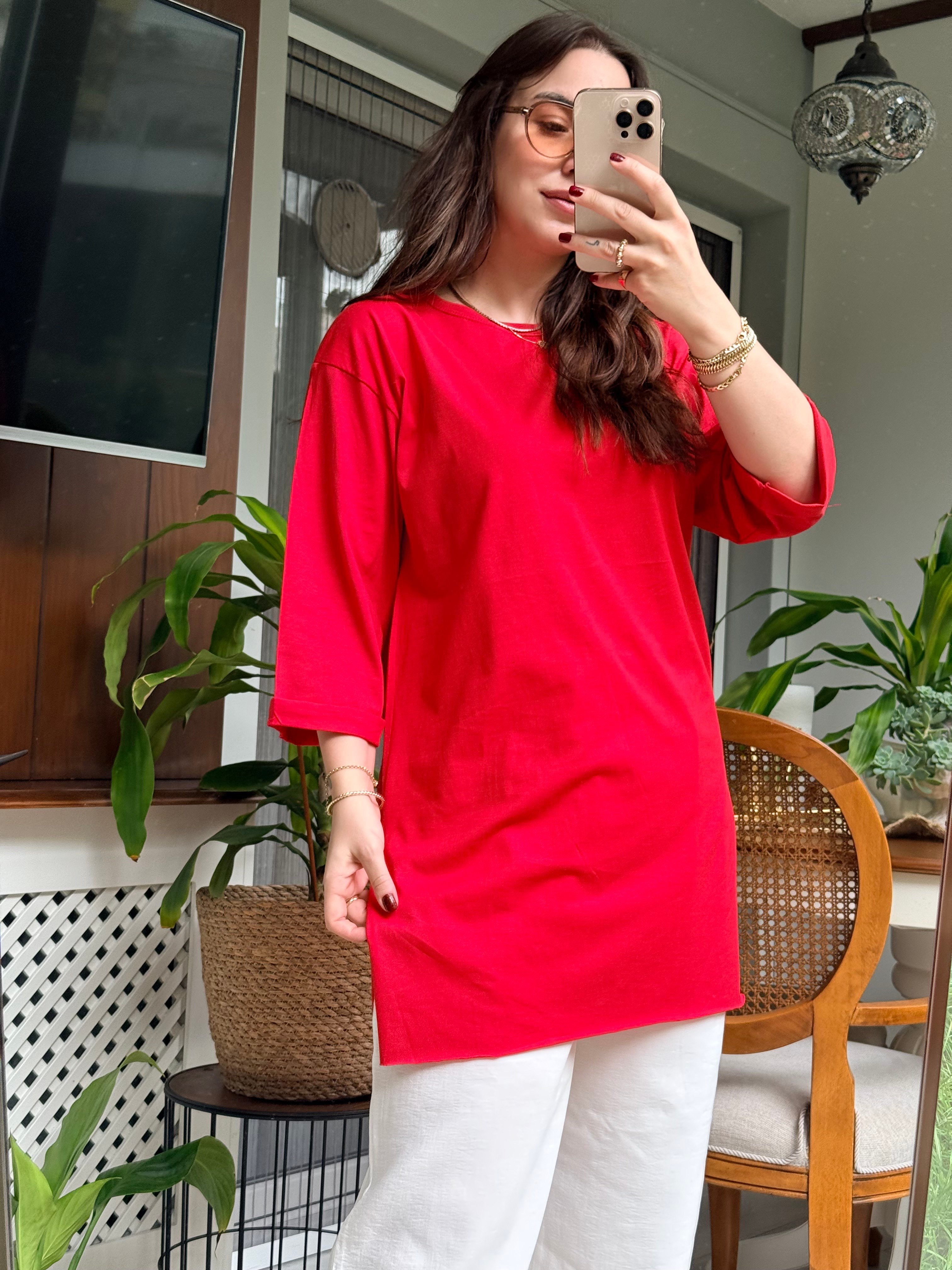 Salaş Oversize Tshirt Kırmızı