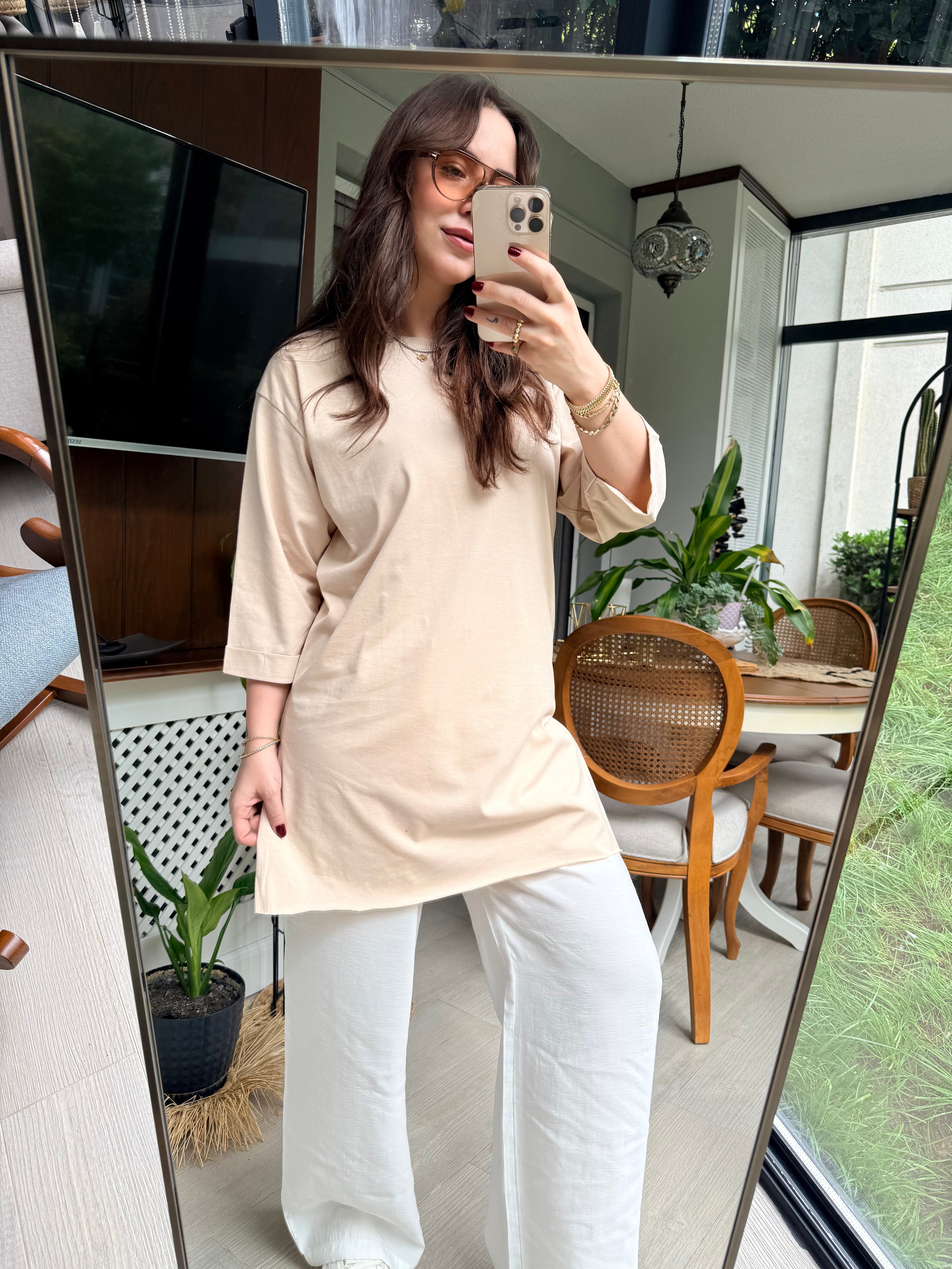 Salaş Oversize Tshirt Krem