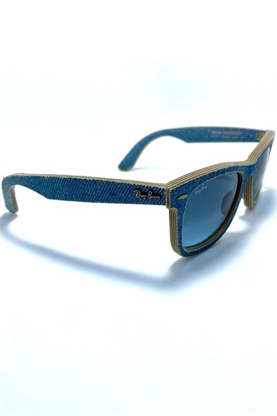 Ray-Ban Mod 2140 1164-4M Ekartman 50-22 Ahşap Üstü Kot Mavi Güneş Gözlüğü