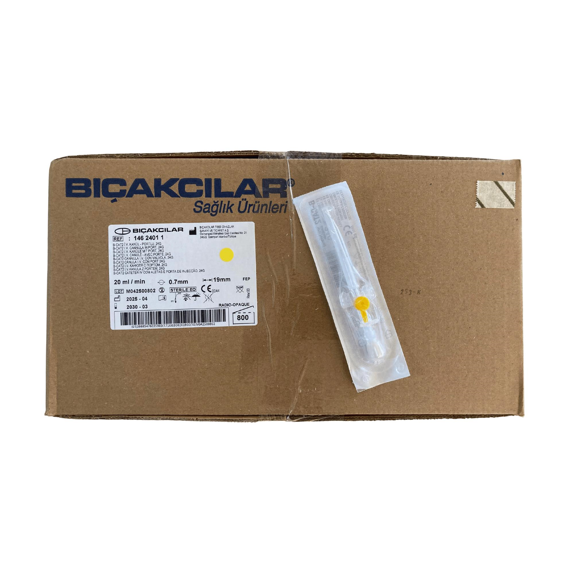 BIÇAKCILAR - ANJİOKAT 24G SARI - 800 ADET