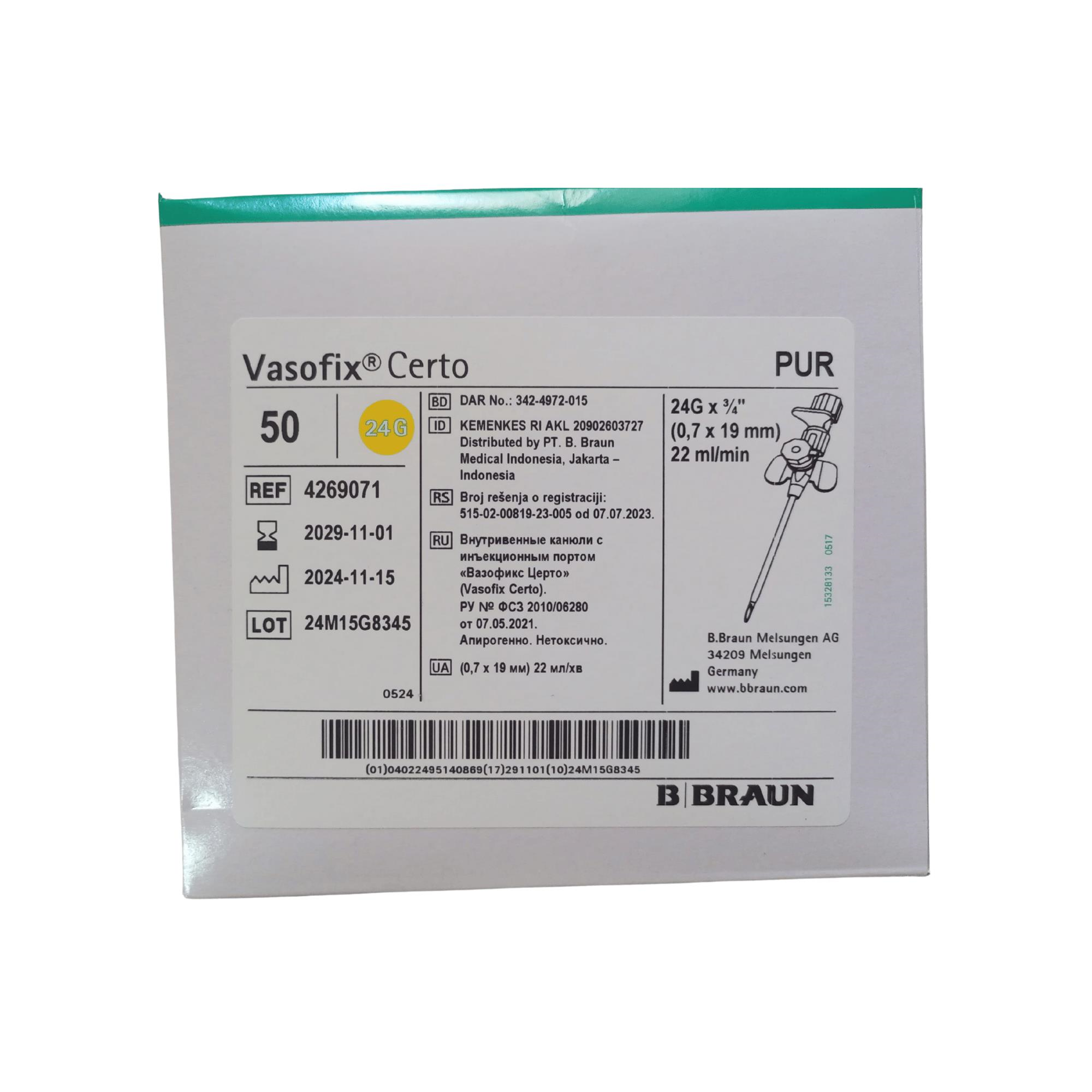 BRAUN - ANJİOKAT VASOFİX CERTO 24G SARI - 50 ADET