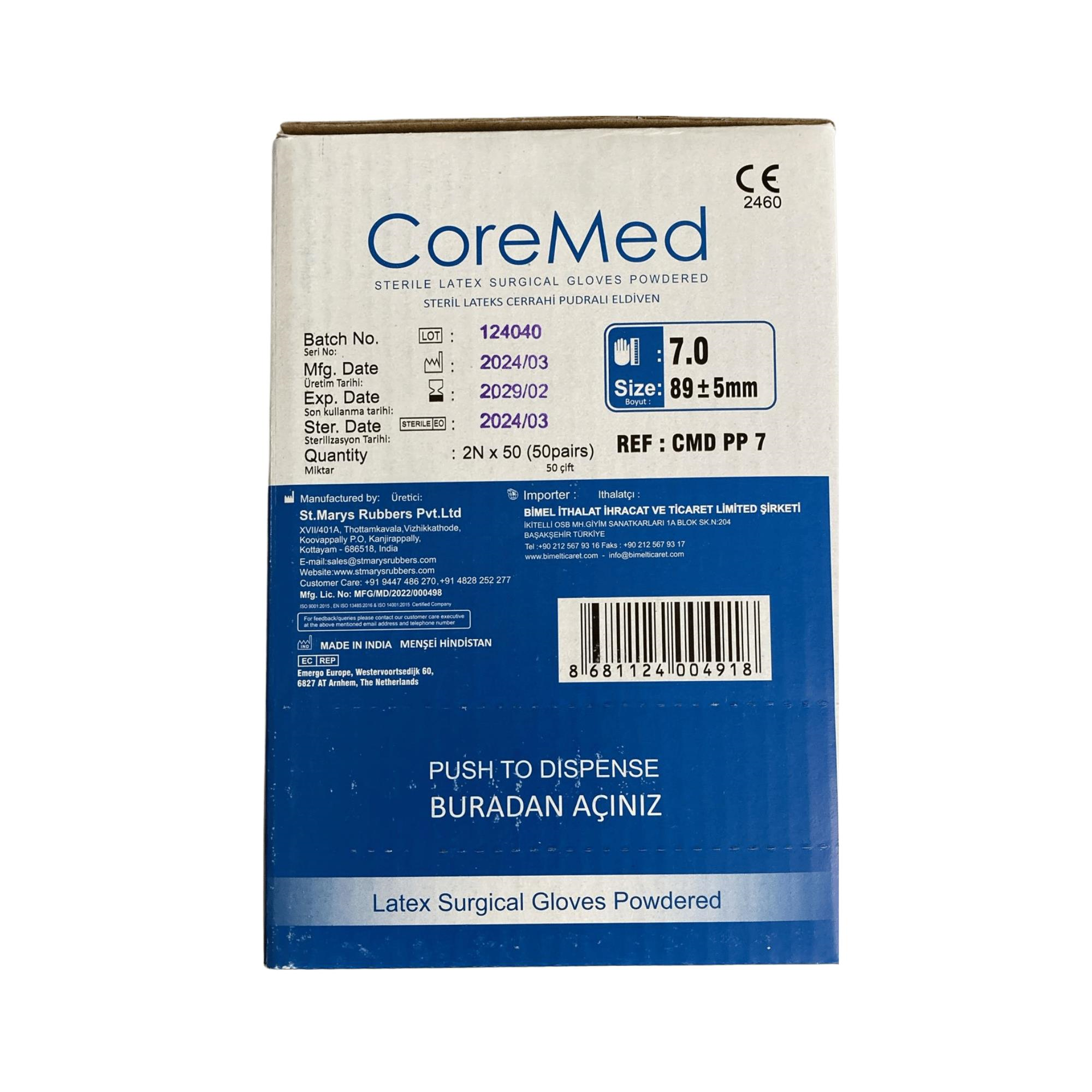 COREMED - CERRAHİ ELDİVEN PUDRALI NO:7 - 50 ADET