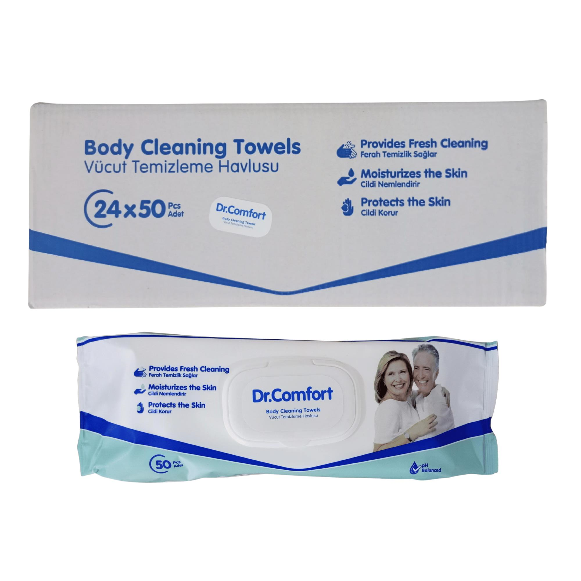 DR. COMFORT - VÜCUT TEMİZLEME HAVLUSU 50 ADET 1 PAKET - 24 PAKET