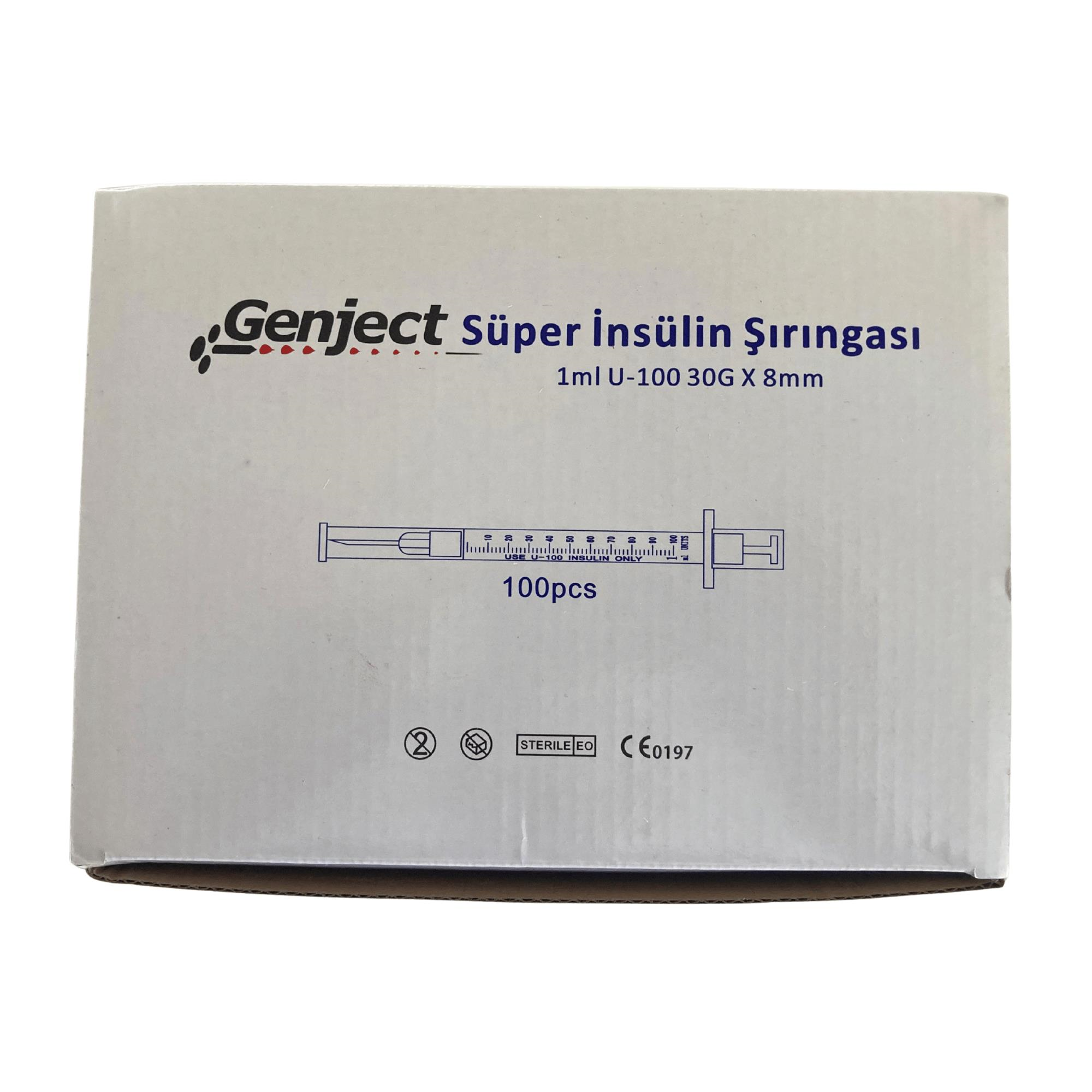 GENJECT - 1 ML SÜPER İNSÜLİN ŞIRINGASI U-100 30GX8MM - 100 ADET