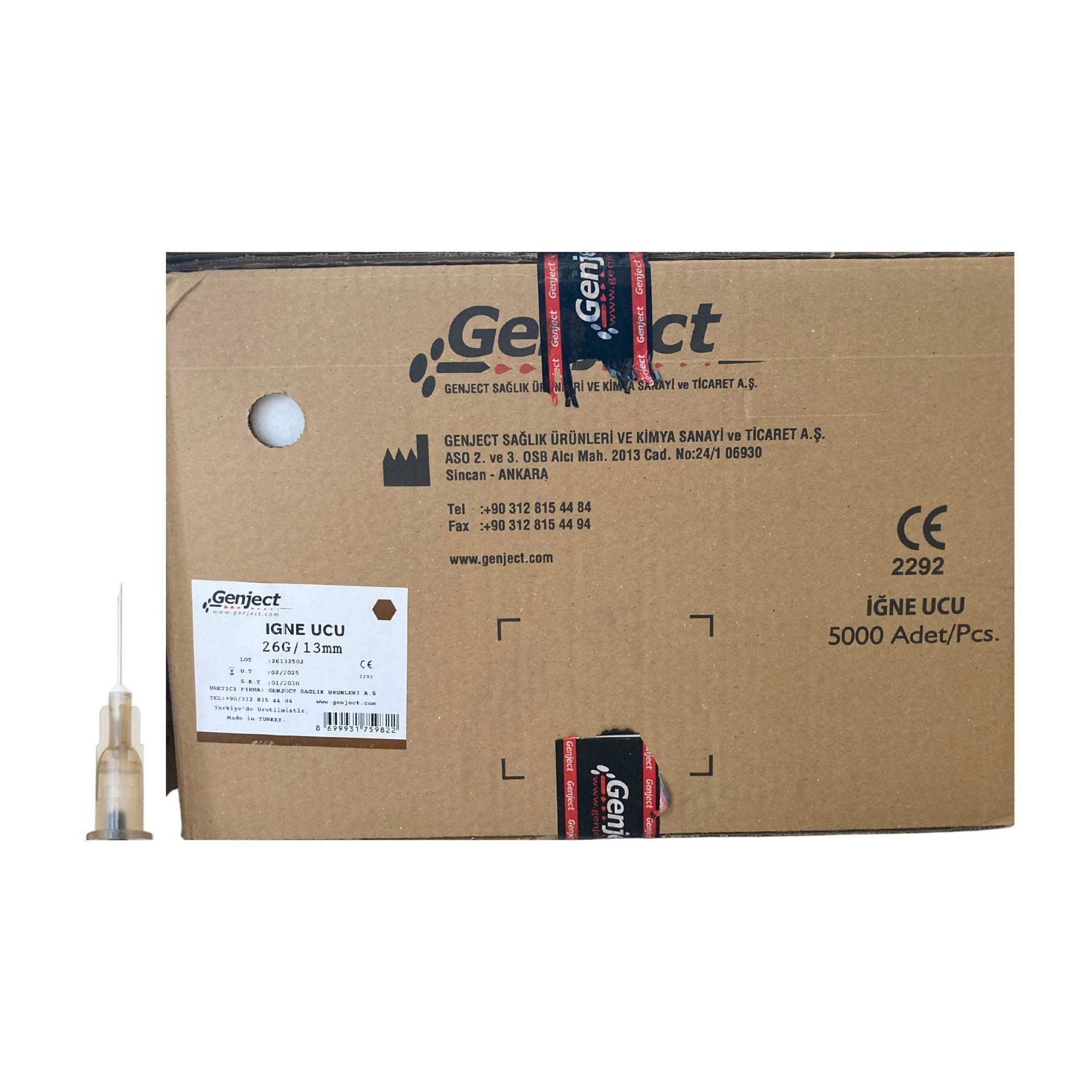 GENJECT - ENJEKTÖR İĞNE UCU 13MM KAHVERENGİ 26G - 5000 ADET
