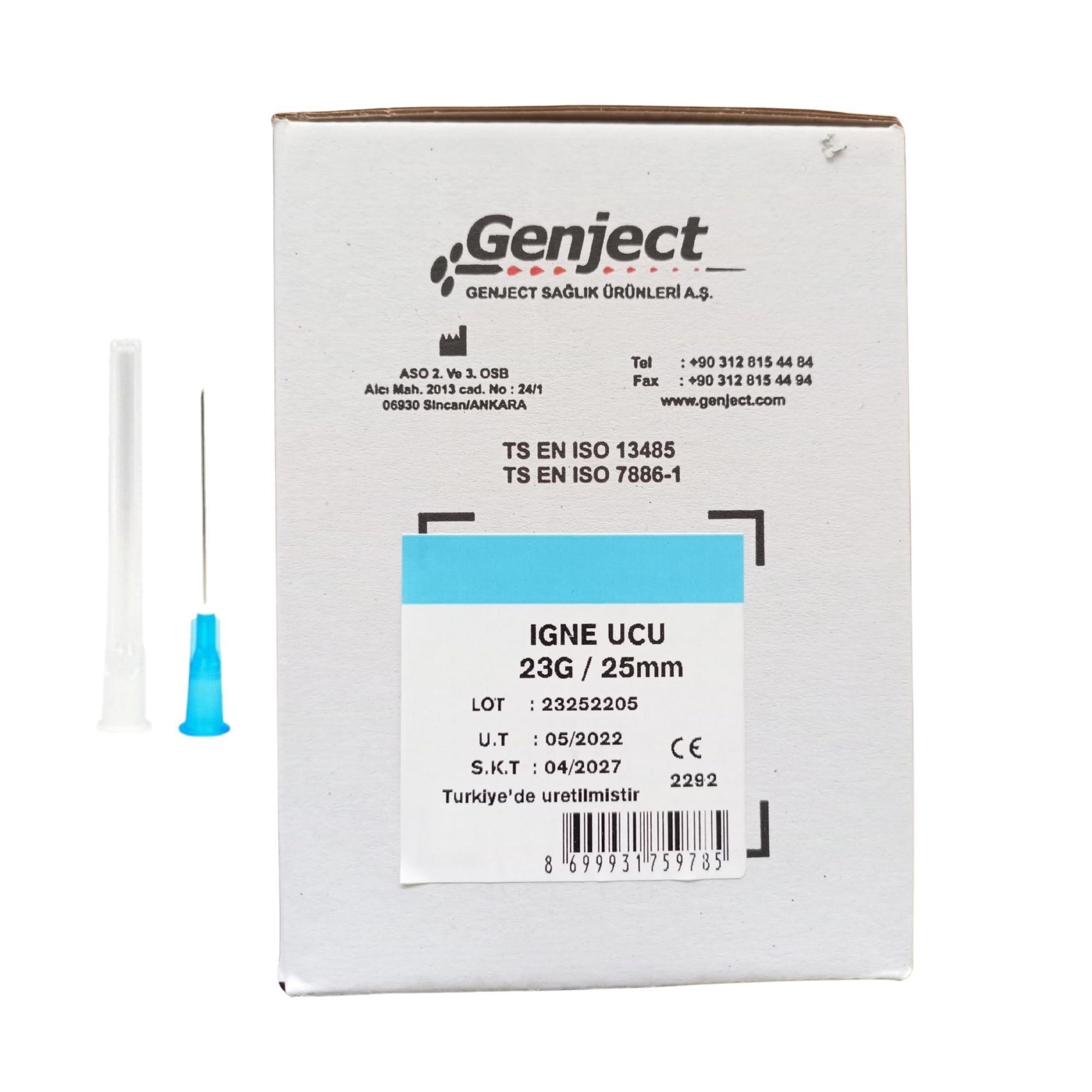 GENJECT - ENJEKTÖR İĞNE UCU 25MM MAVİ 23G - 500 ADET
