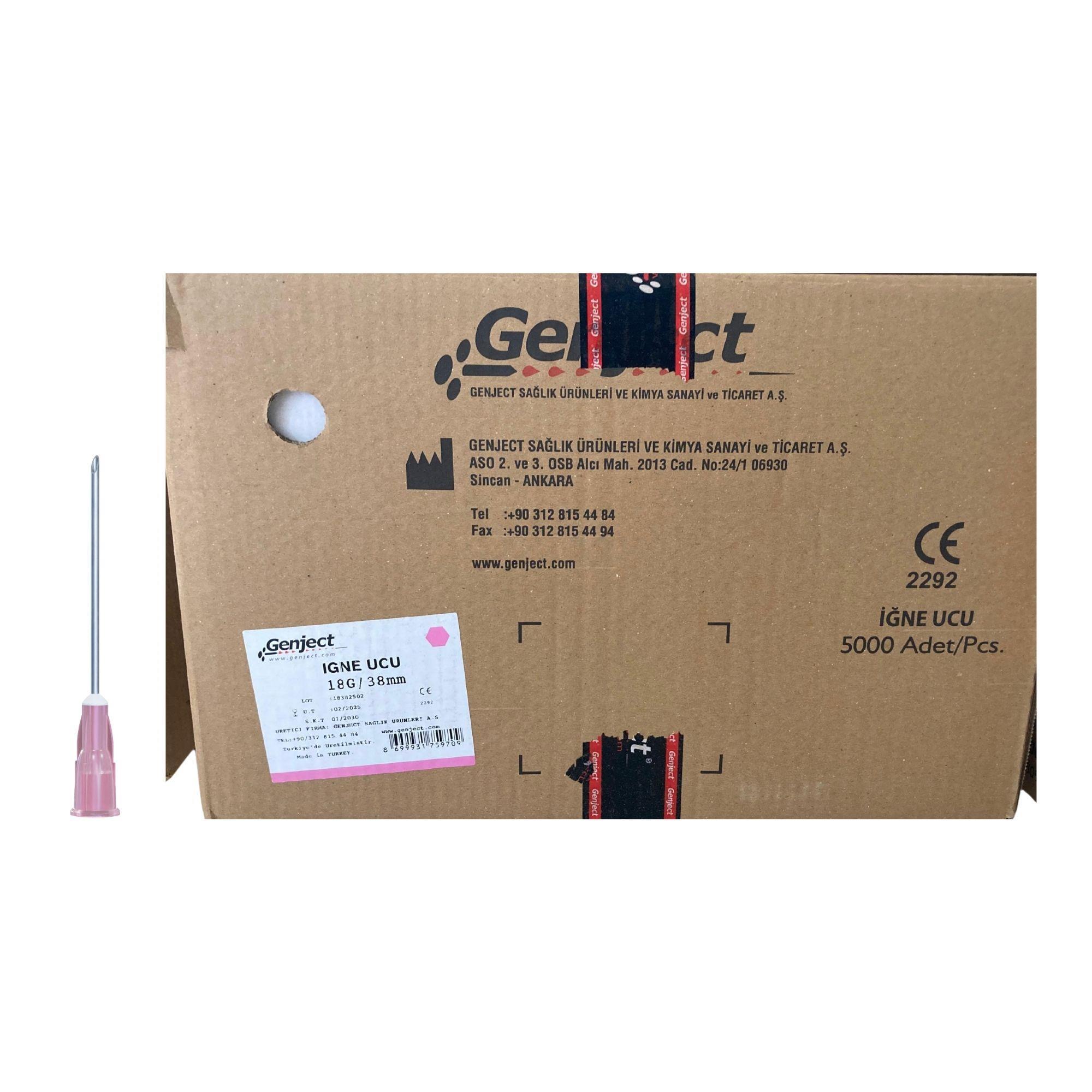 GENJECT - ENJEKTÖR İĞNE UCU PEMBE 18G - 5000 ADET