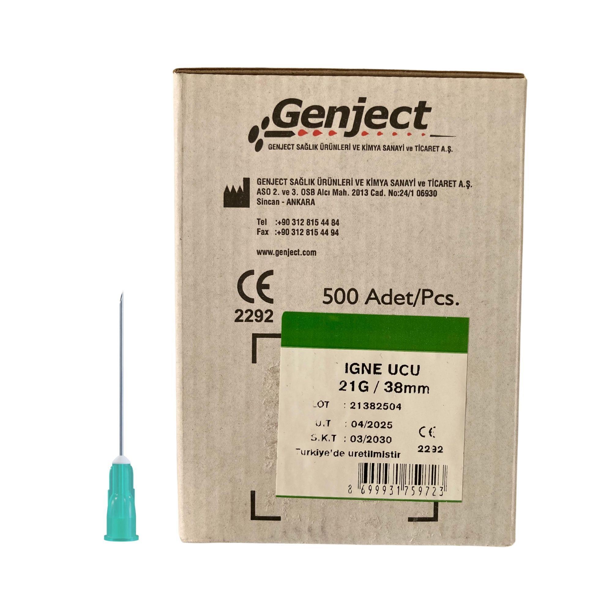GENJECT - ENJEKTÖR İĞNE UCU YEŞİL 21G - 500 ADET