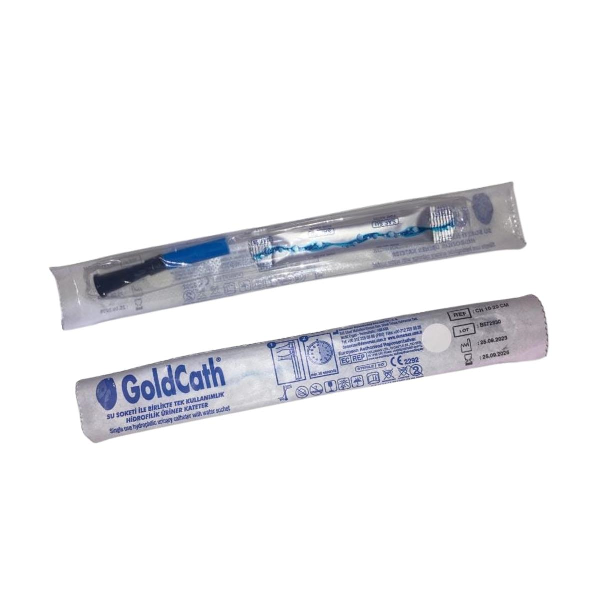 GOLDCATH - HİDROFİLİK ÜRİNER KATATER YÜZÜKLÜ SU SOKETİ İLE TAK SONDA PEDİATRİK 10FR 20 CM