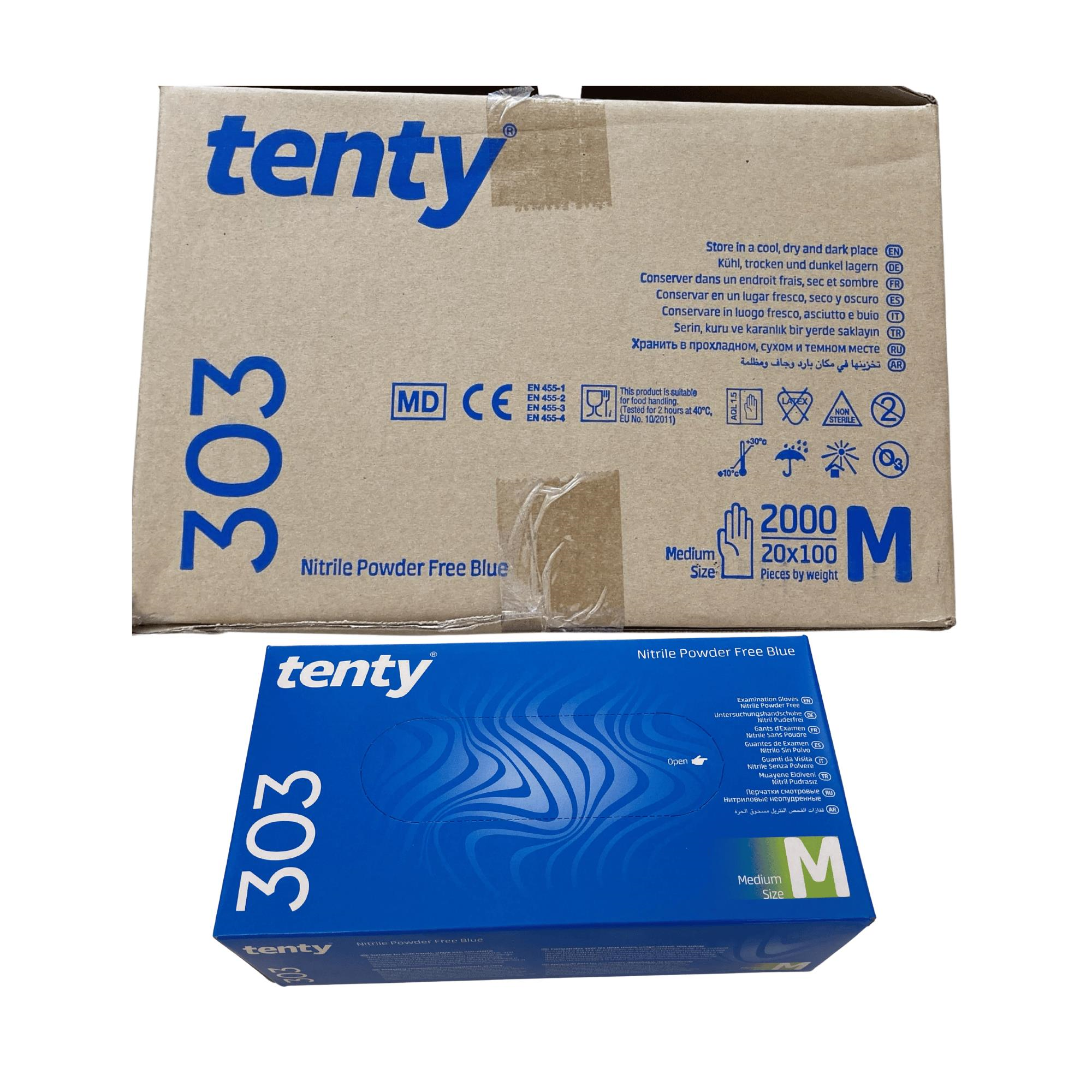 TENTY - MUAYENE ELDİVENİ 303 NİTRİL MAVİ MEDİUM 100LÜ 20 PAKET