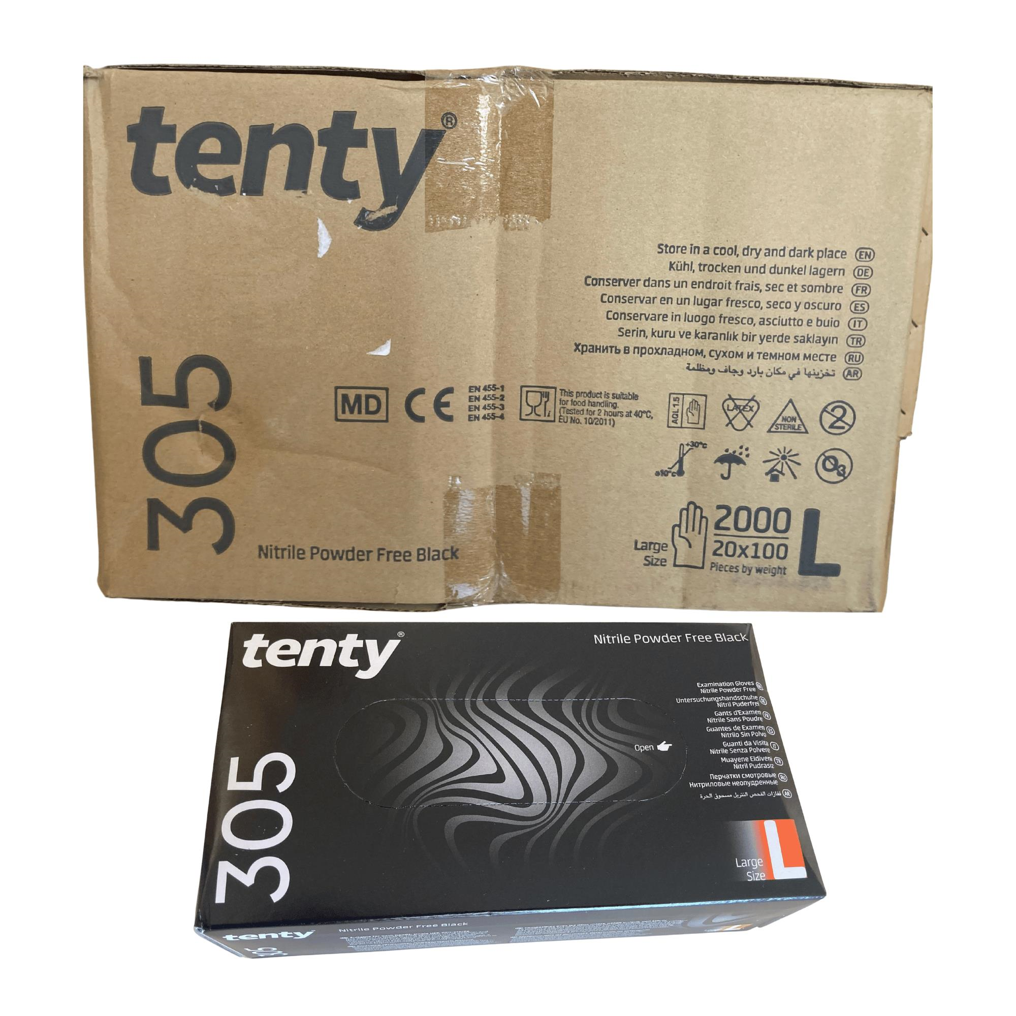 TENTY - MUAYENE ELDİVENİ 305 NİTRİL SİYAH LARGE 100LÜ 20 PAKET