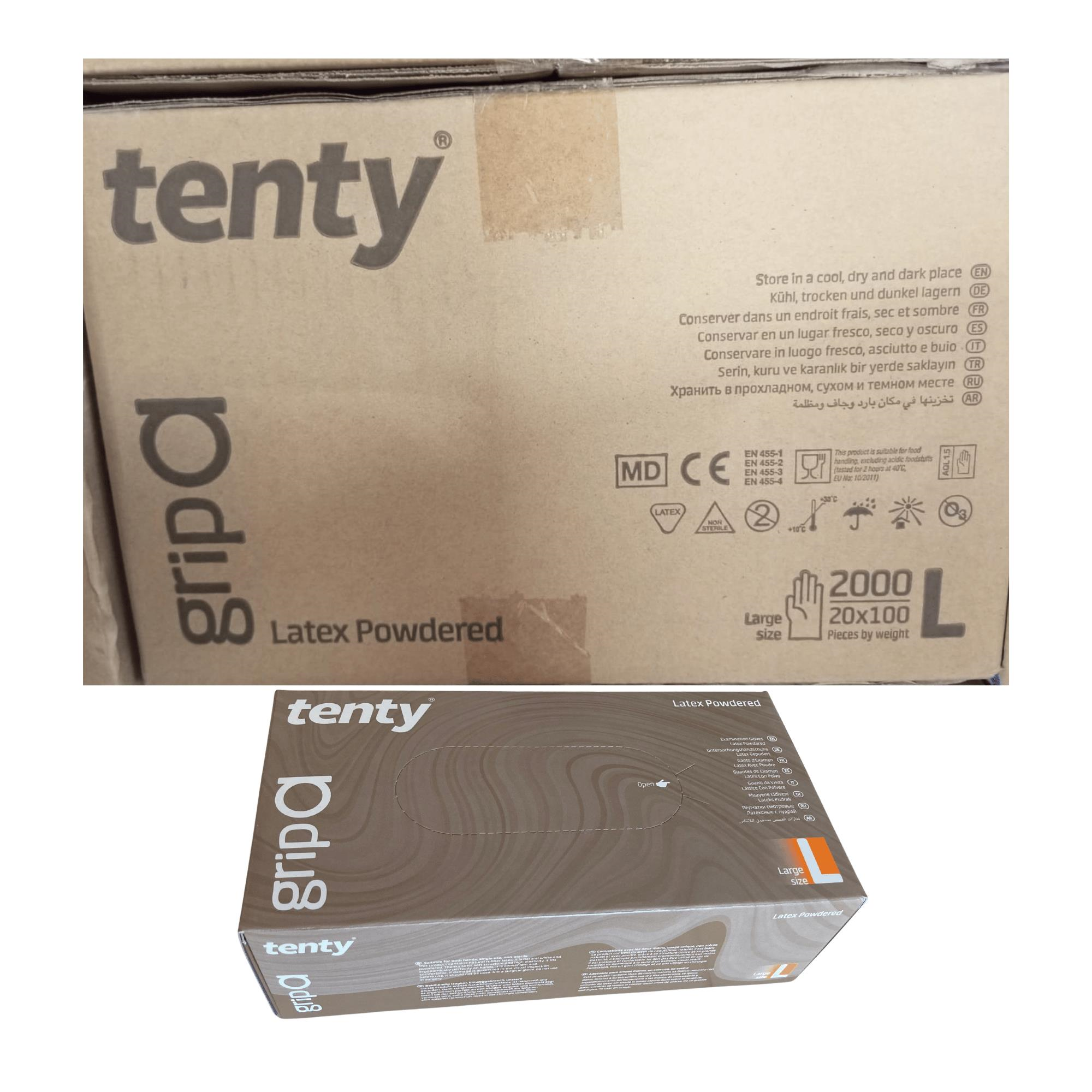 TENTY - MUAYENE ELDİVENİ GRİP A PUDRALI LATEKS LARGE 100LÜ 20 PAKET