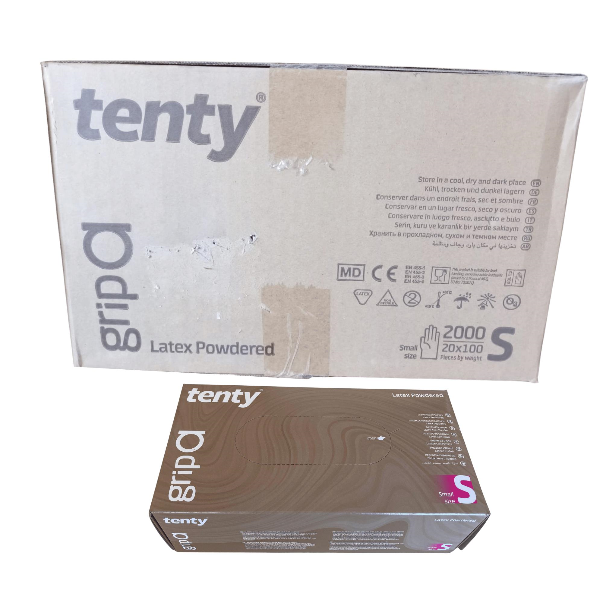TENTY - MUAYENE ELDİVENİ GRİP A PUDRALI LATEKS SMALL 100LÜ 20 PAKET