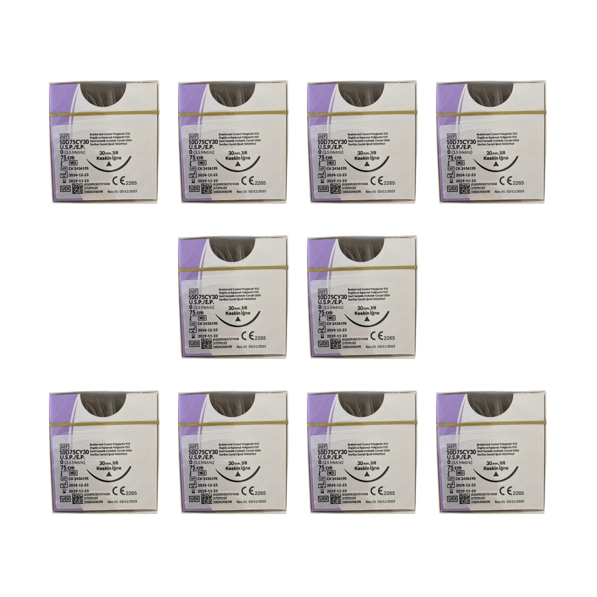 TRUSYNTH - PGA NO: 0 75CM KESKİN 35MM V-075 - 10 PAKET