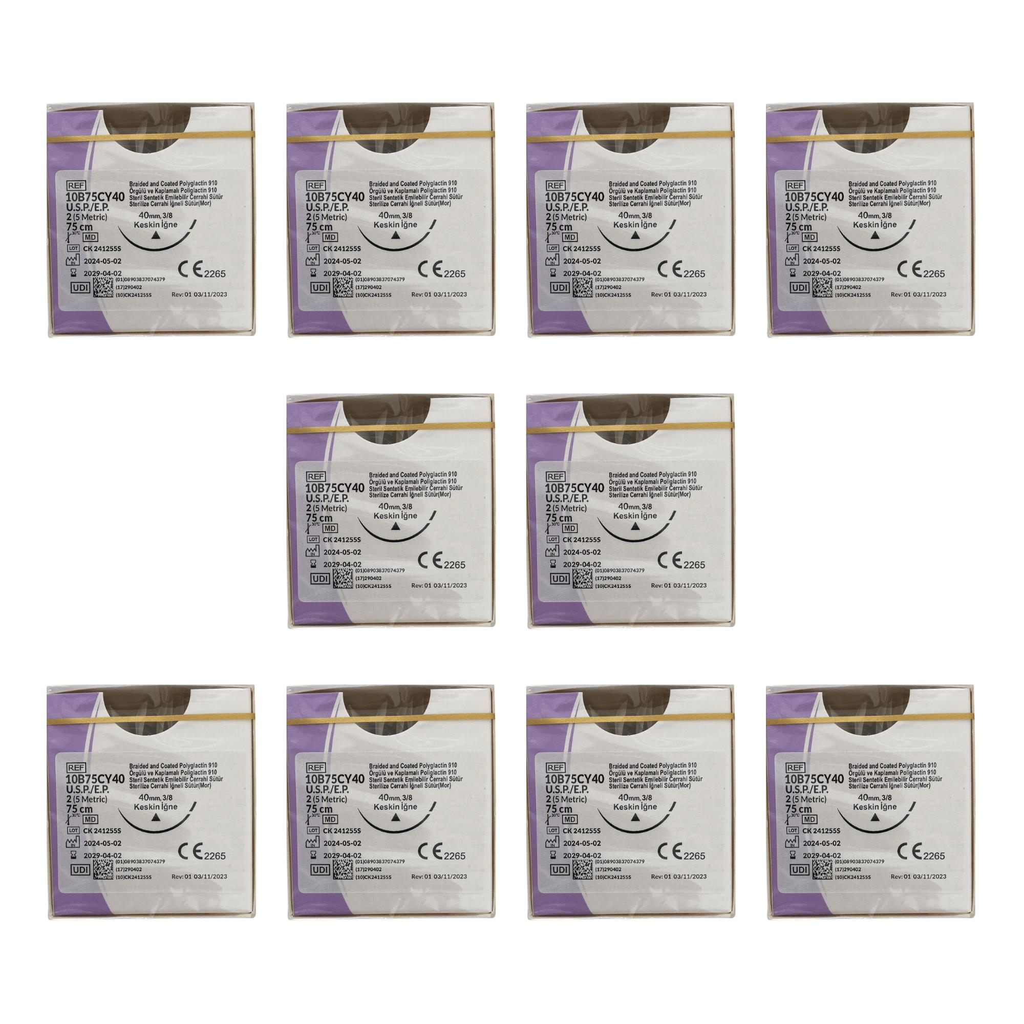 TRUSYNTH - PGA NO: 2 75CM 3/8 KESKİN 40MM V-076 - 10 PAKET