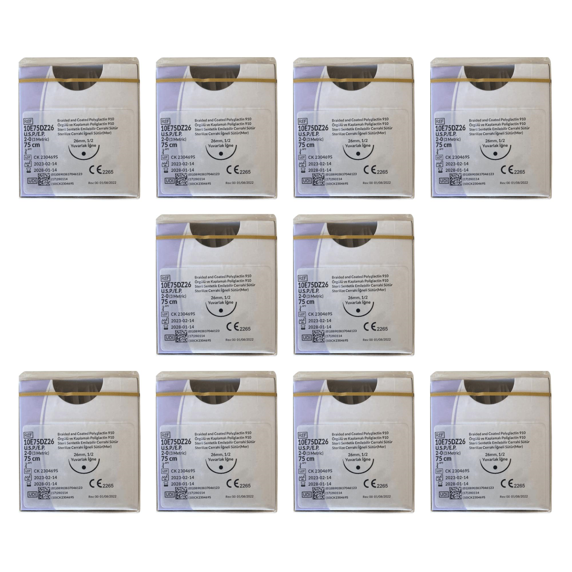 TRUSYNTH - PGA NO: 2/0 26MM 75CM YUVARLAK - 10 PAKET