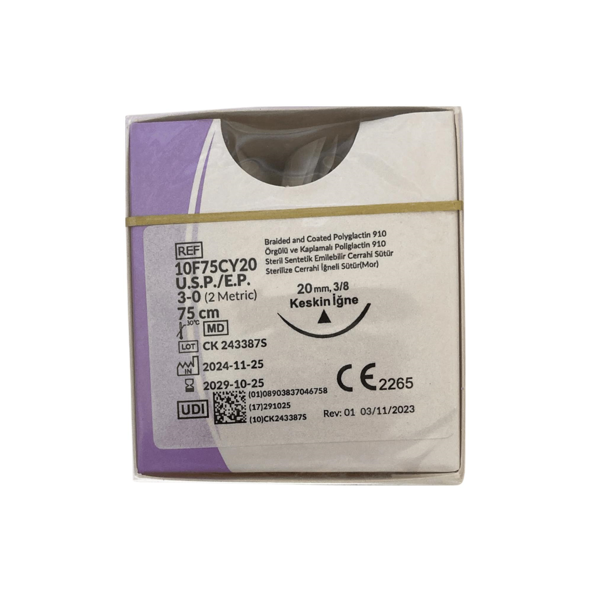 TRUSYNTH - PGA NO: 3/0 0 75CM KESKİN 30MM V-183 - 1 PAKET