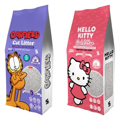 5l Naturel Doğal Kokulu 2'li Garfield / Hello Kitty Kedi Kumu