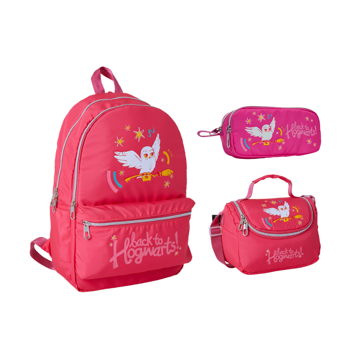 Famebag-Harry Potter İlk Ve Ortaöğretim Pembe Okul Çantası-Beslenme Ve kalem Çantası Seti